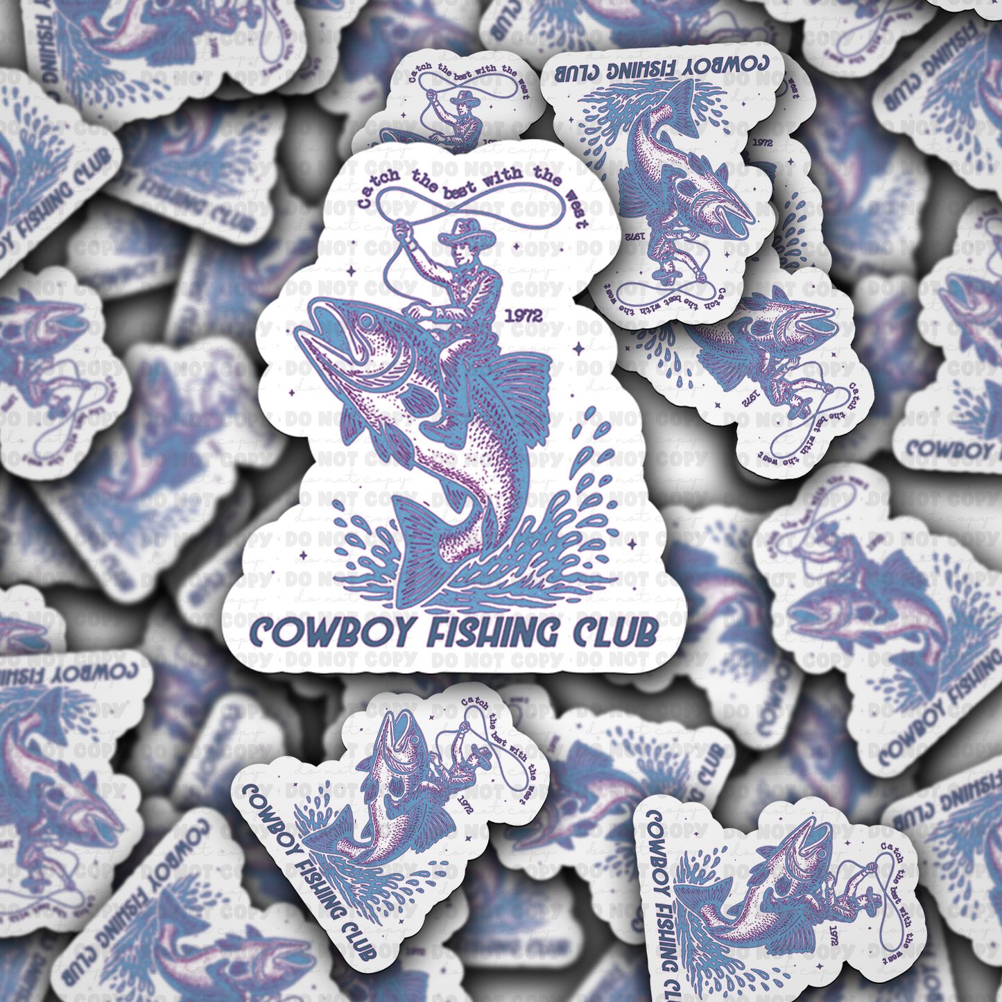 DC 1722 - Cowboy fishing club Die Cut Sticker