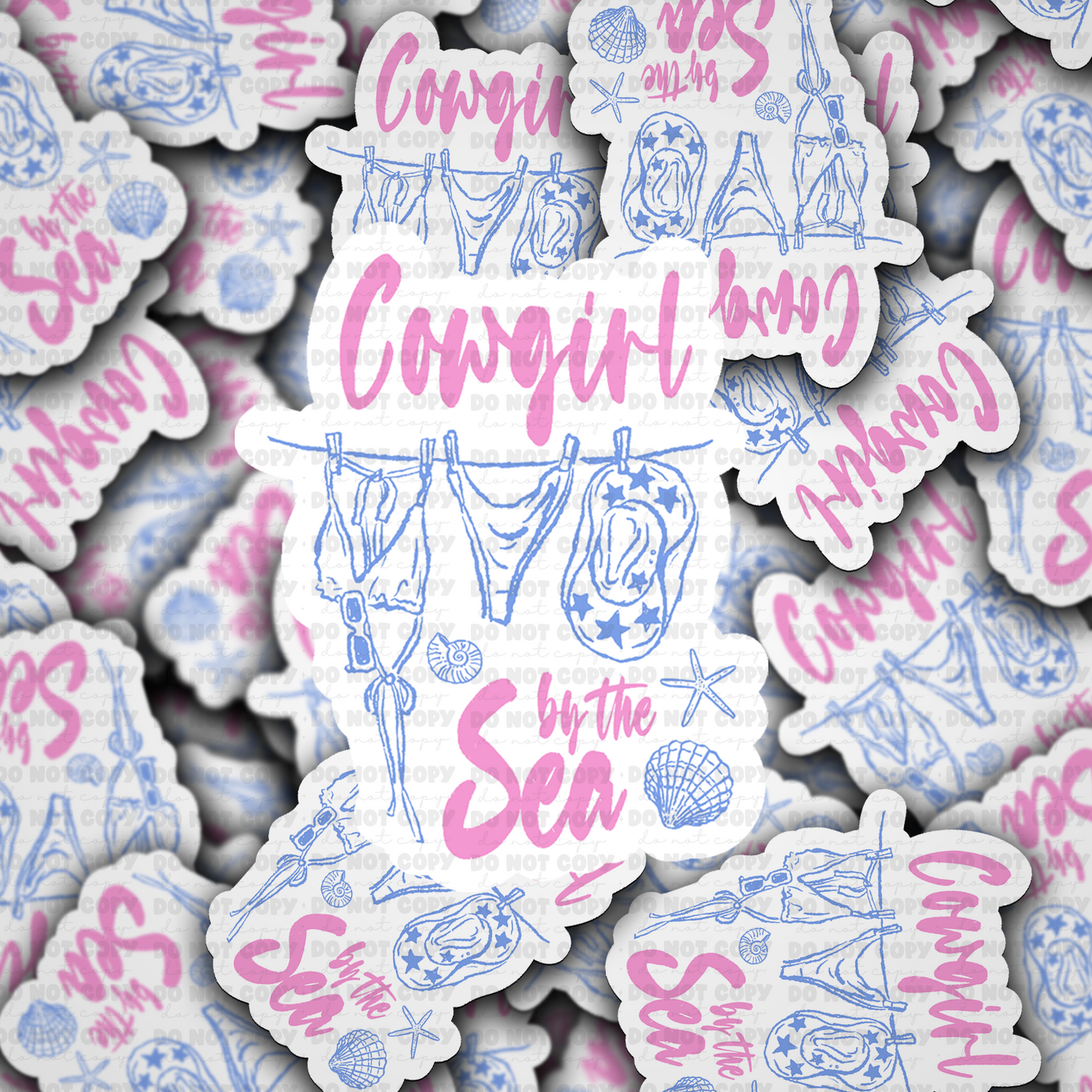 DS 2782 - Cowgirl by the sea Die Cut sticker