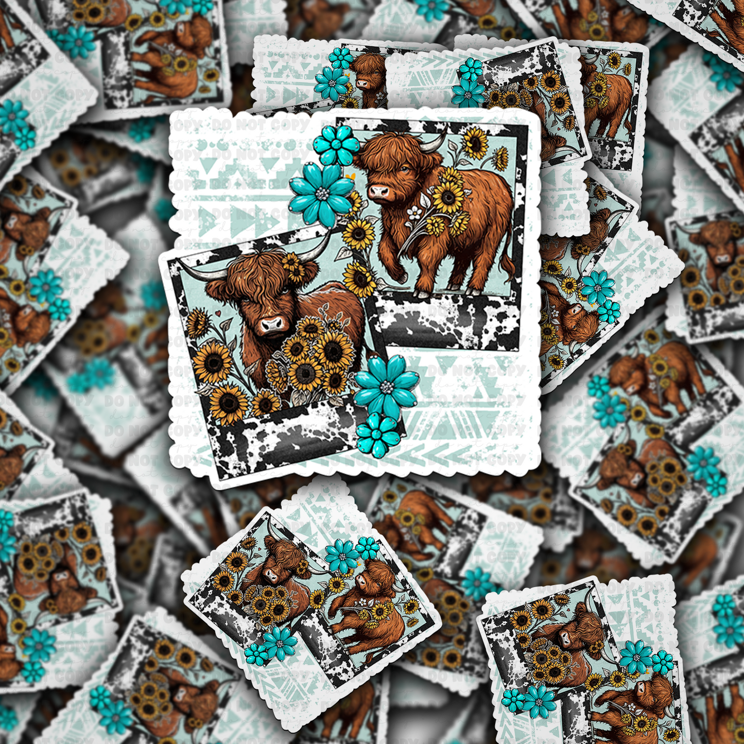 DC 1582 - Western cow picture frames Die Cut Sticker