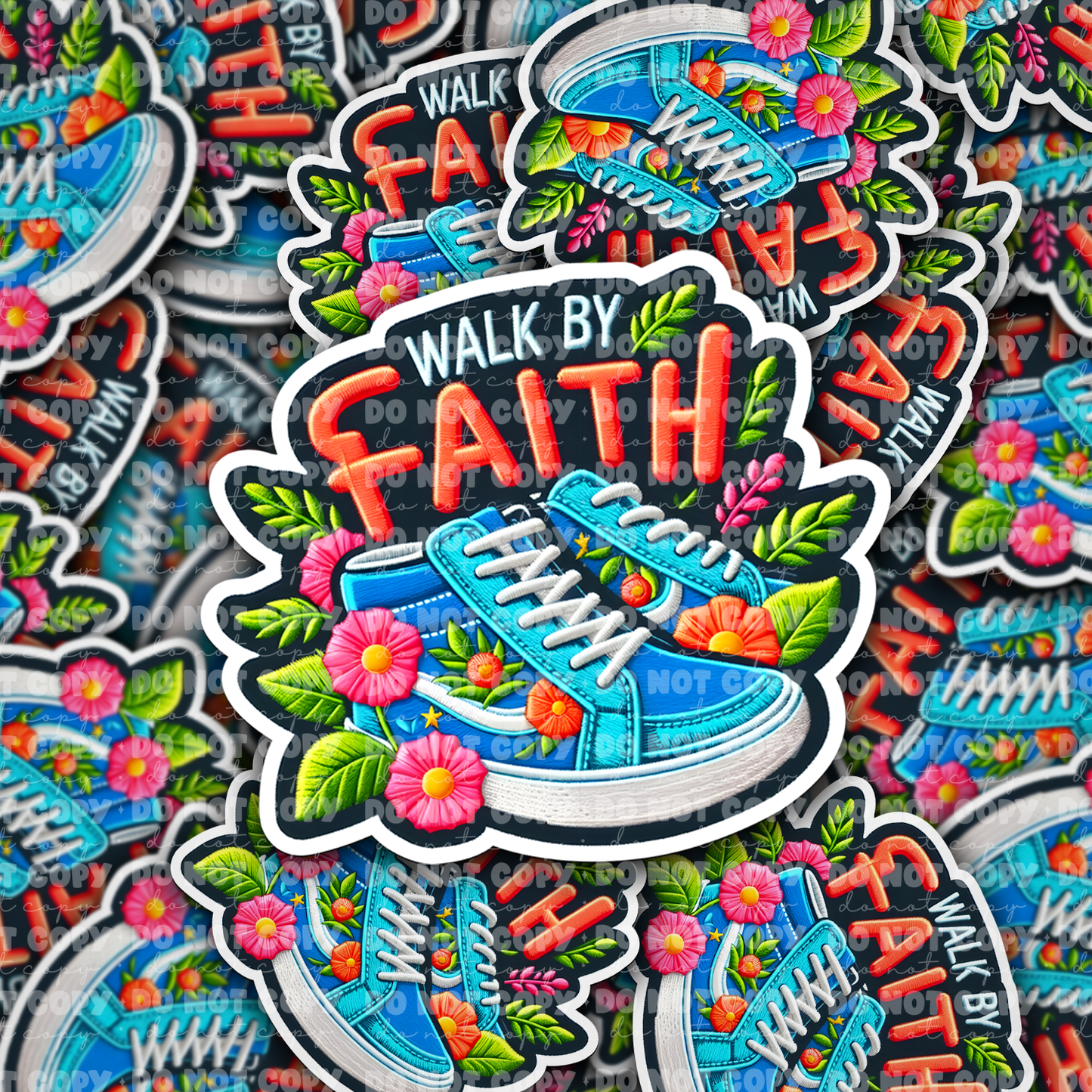 DC 1043 walk by faith Die cut sticker