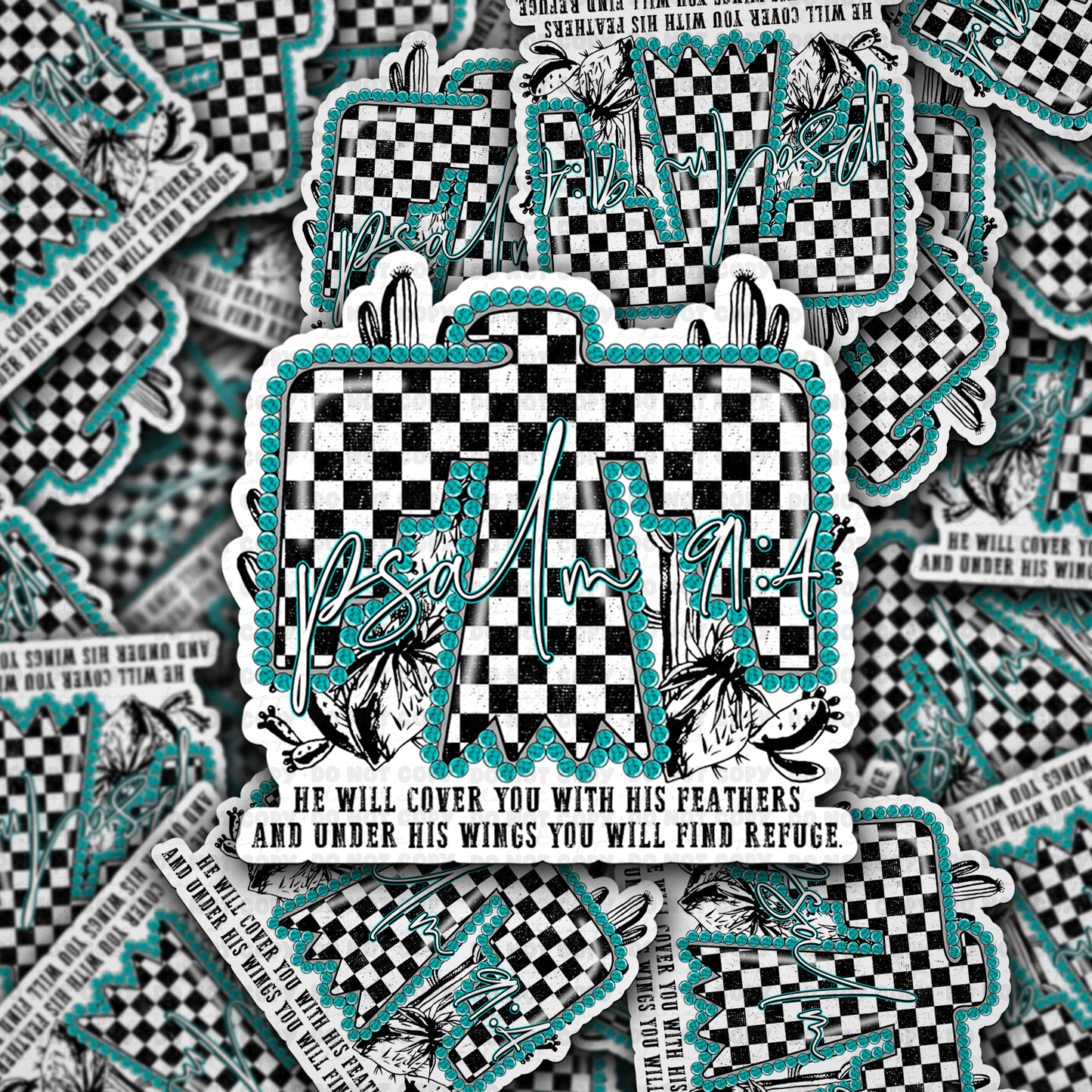 DC 1166 He will cover you with his feathers Die cut sticker