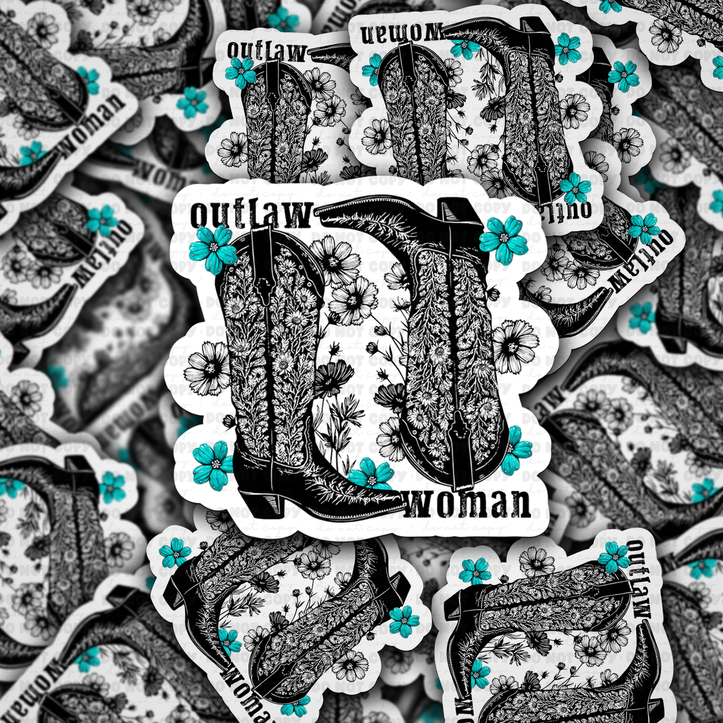 DC 1551- Outlaw woman boot Die Cut Sticker