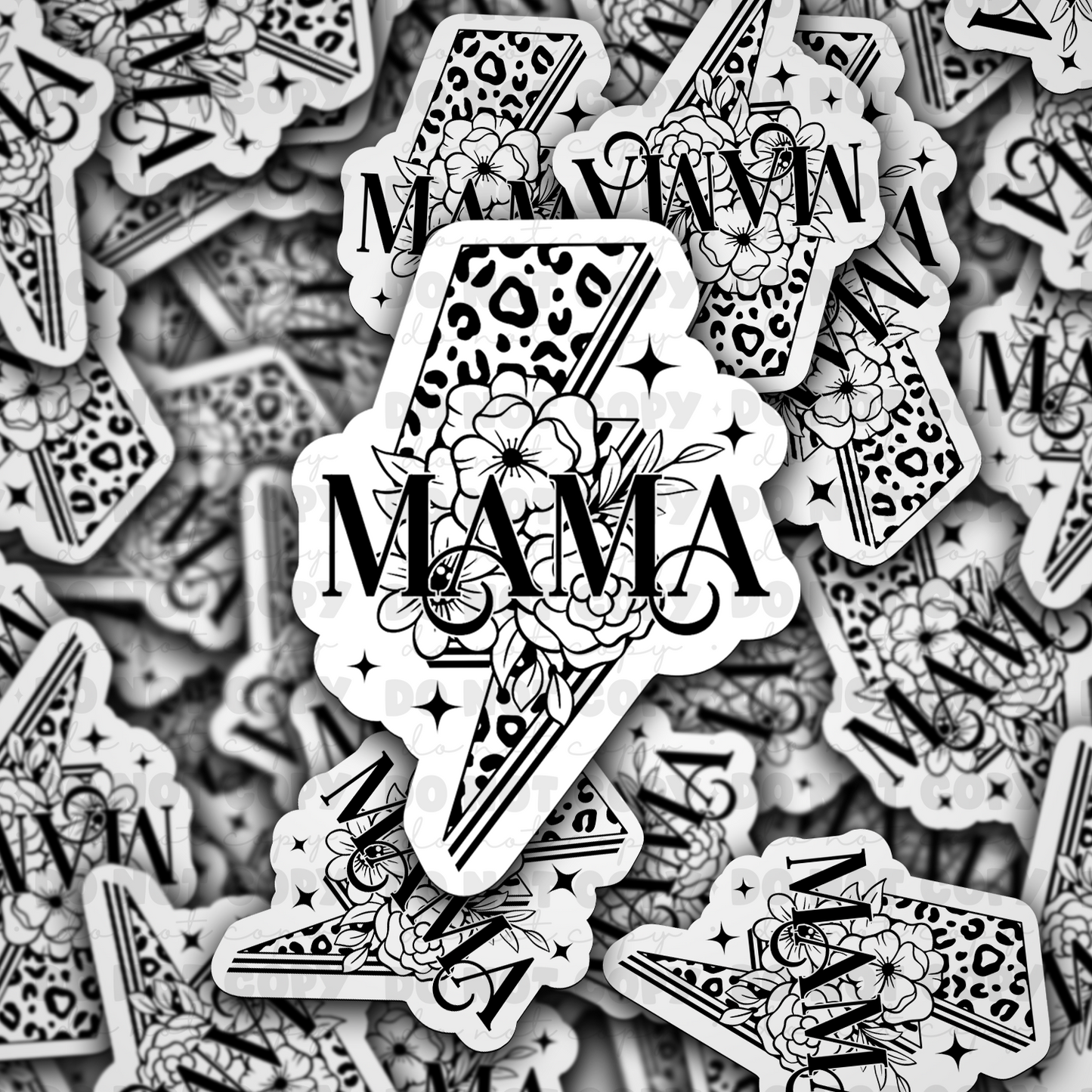 DC 904 Mama lightening leopard Die cut sticker 3-5 Business Day TAT