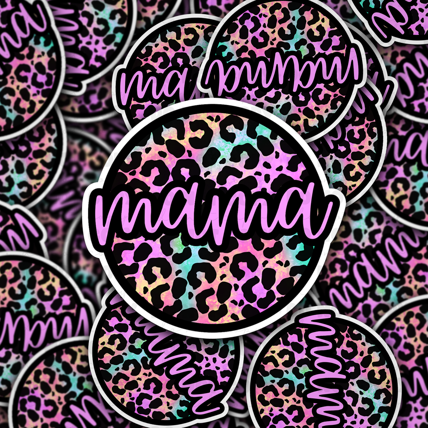 DC 928 Mama pink leopard Die cut sticker 3-5 Business Day TAT