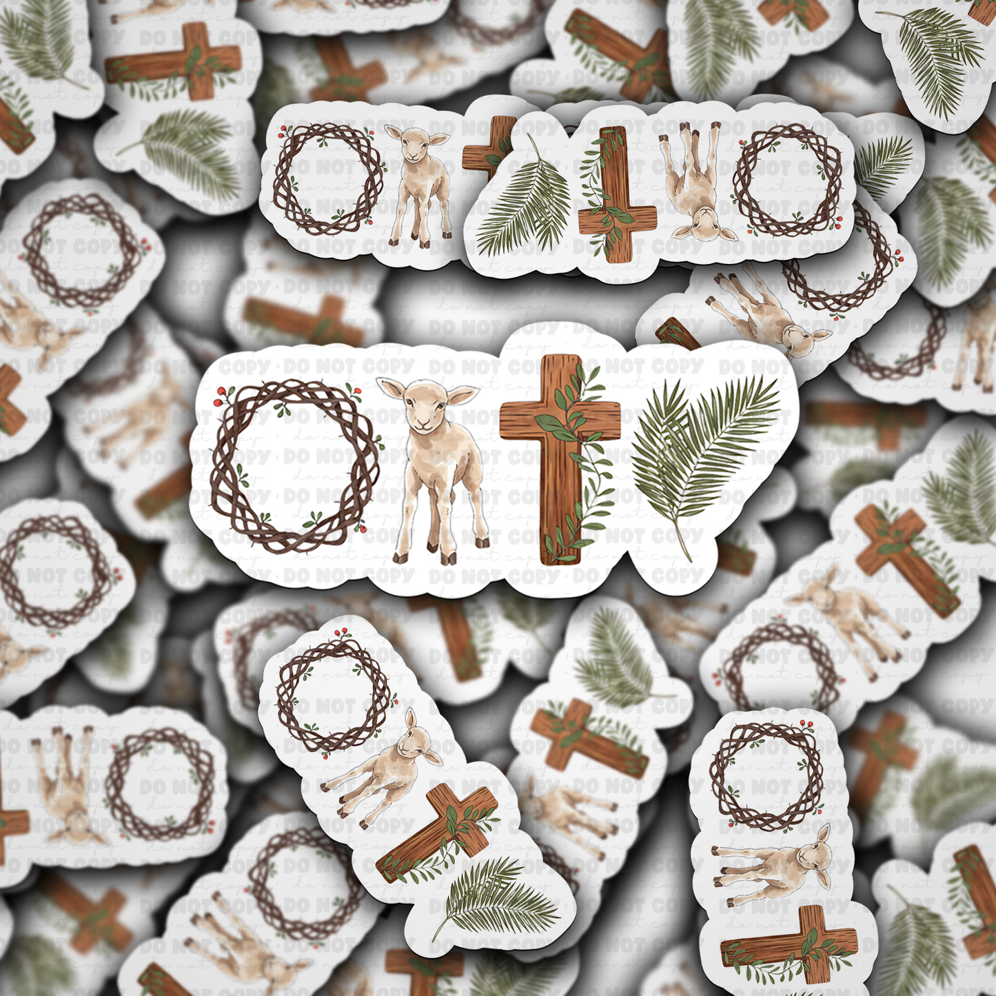 DC 1417 - Easter goat and cross die cut sticker