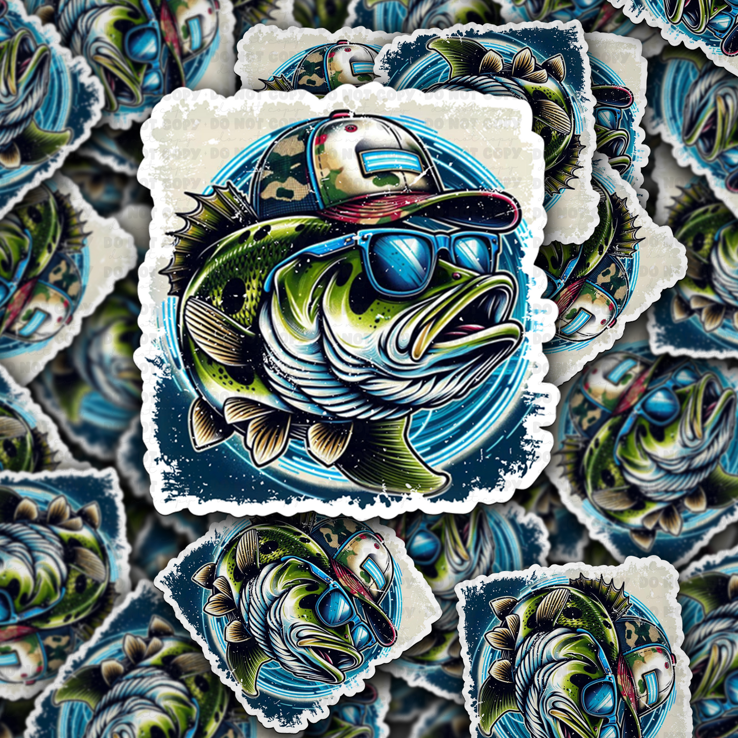 DC 1628 - Fish with hat Die Cut Sticker