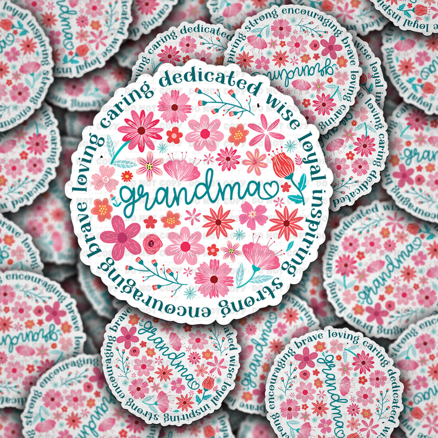 DC 1610 - Grandma loving caring dedicated Die Cut Sticker