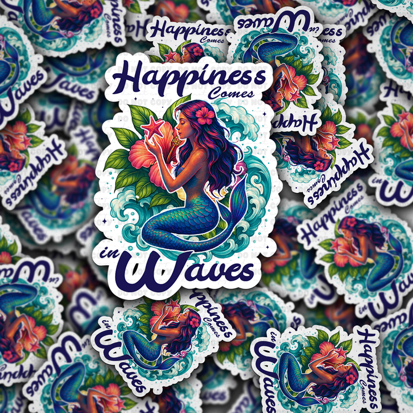 DC 1736 - Happiness comes in waves Die Cut Sticker