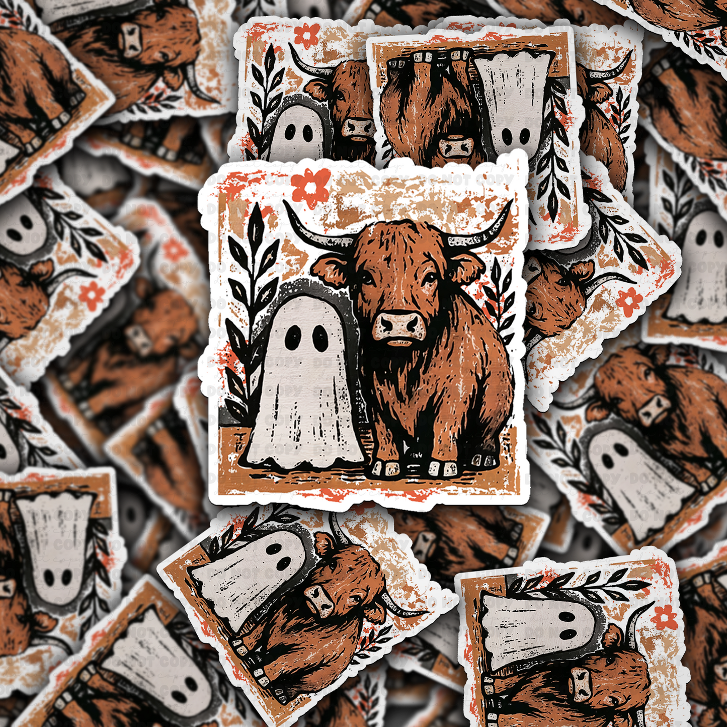 DC 2048 - Highland with ghost Die Cut Sticker