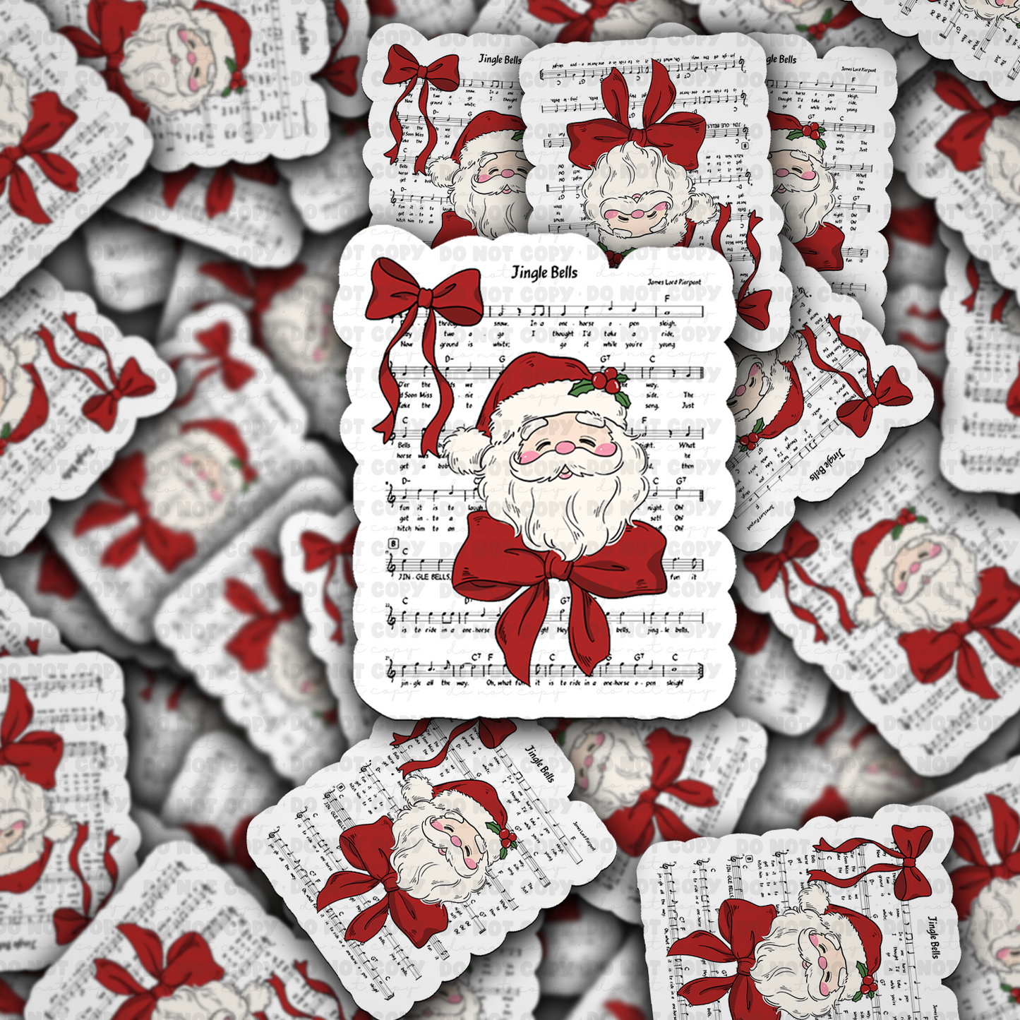 DS 2263 - Jingle Christmas music with Santa Die Cut Sticker