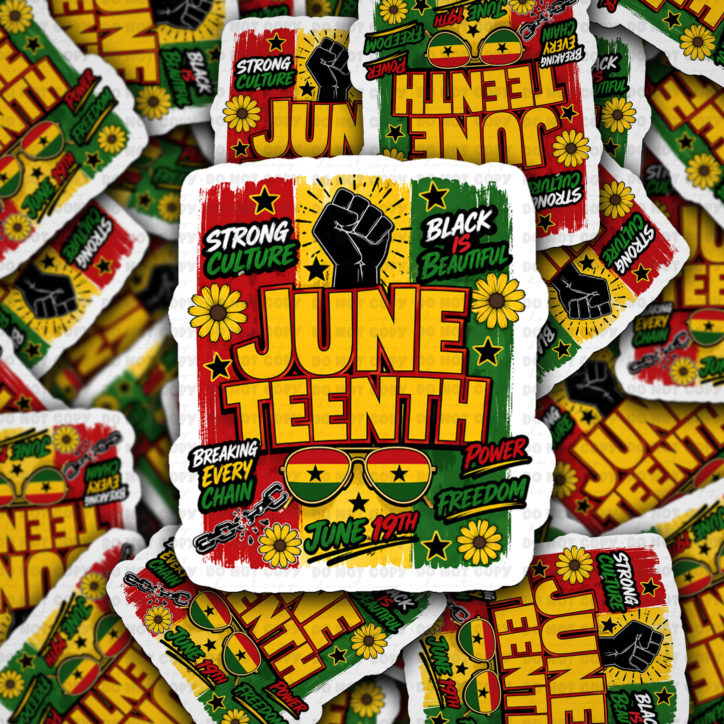DS 3060 - Juneteenth with glasses Die Cut sticker