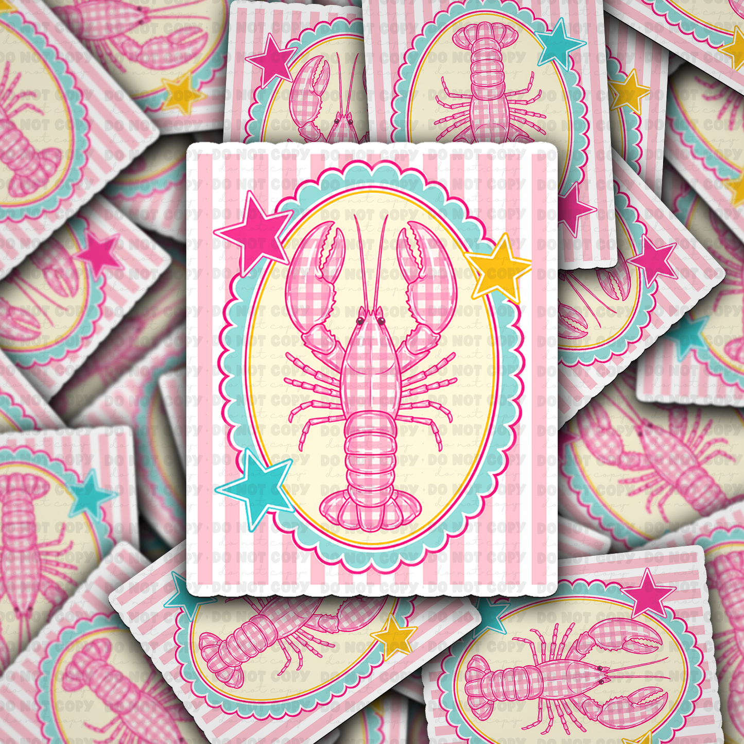 DS 3075 - Lobster with Stars Die Cut sticker