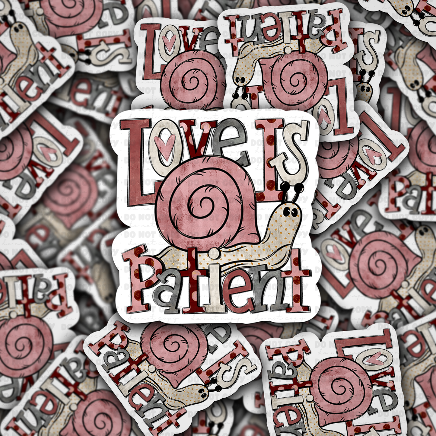 DC 1419 - Love is patient die cut sticker