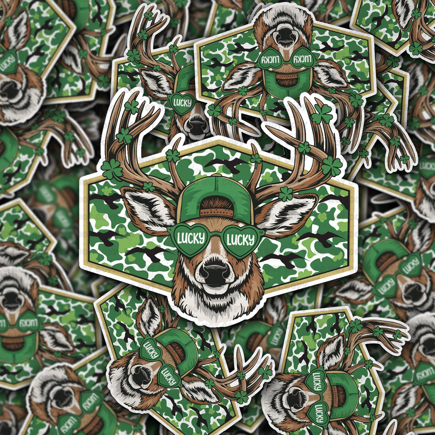 DS - 2622 Lucky buck deer St. Patrick's Die Cut sticker