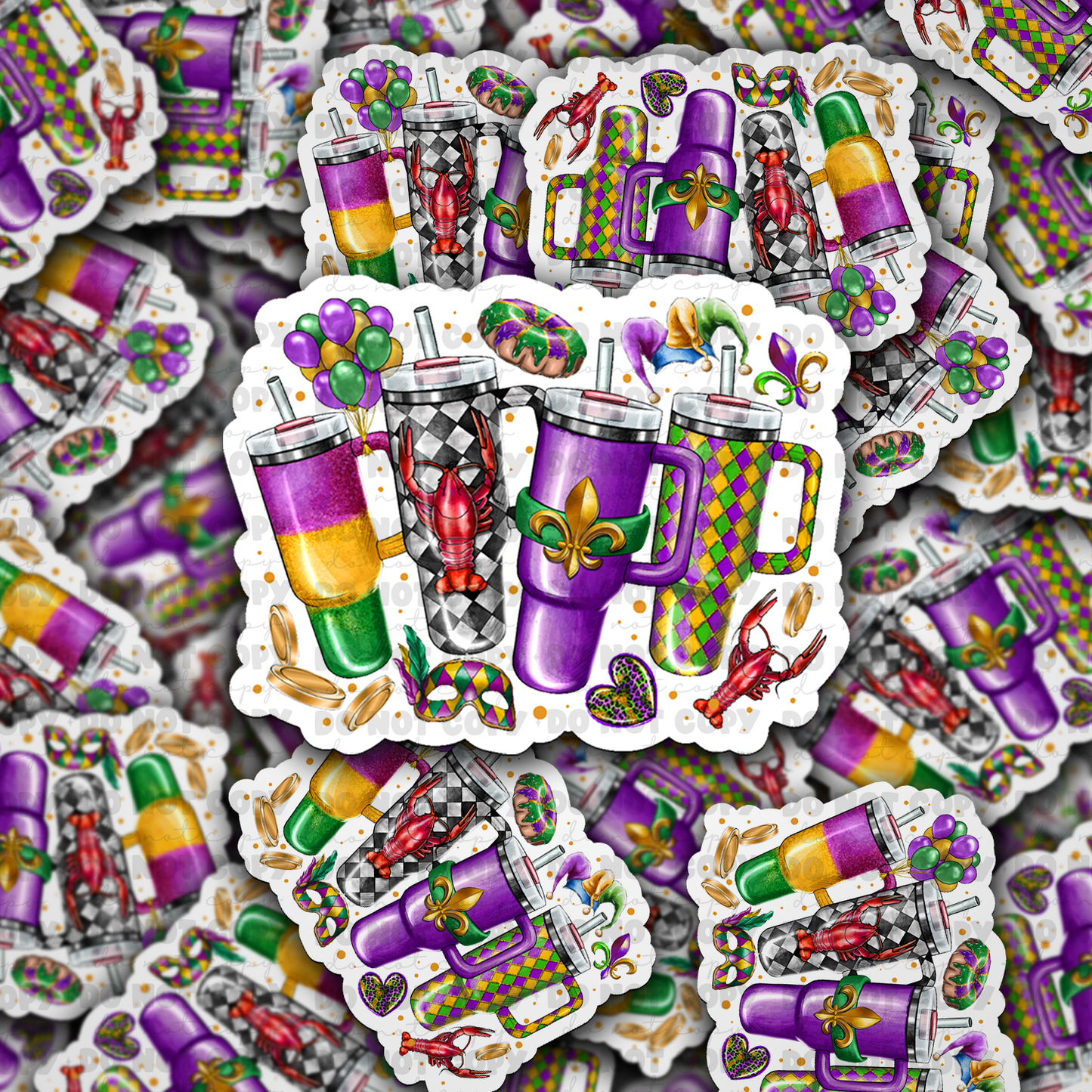 DC605 Mardi gras tumblers Die cut sticker 3-5 Business Day TAT