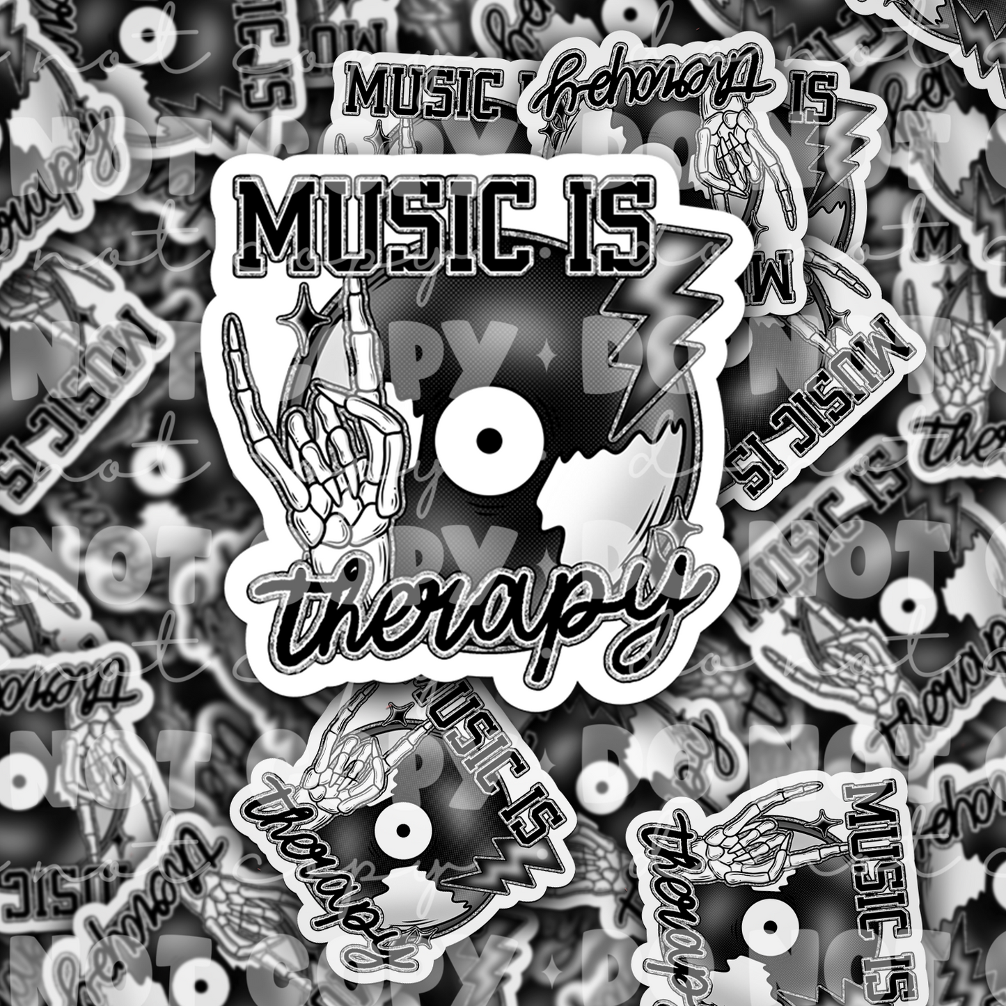 DC 1769 - Music is therapy Die Cut Sticker