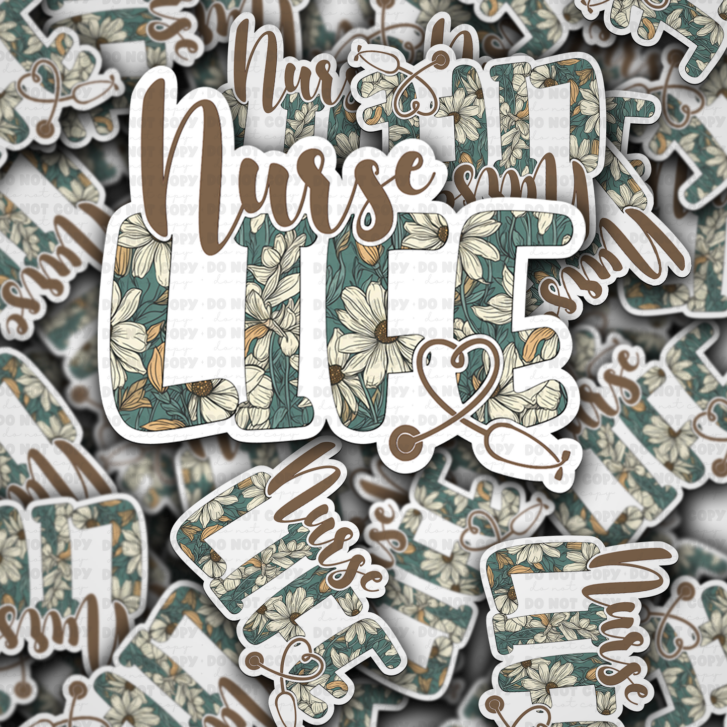 DC 1515 - Nurse life floral die cut sticker