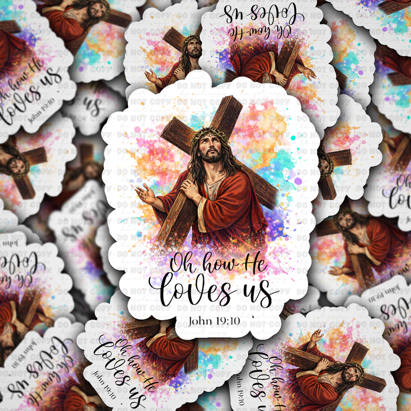 DS 2720 - Oh how he loves us Die Cut sticker
