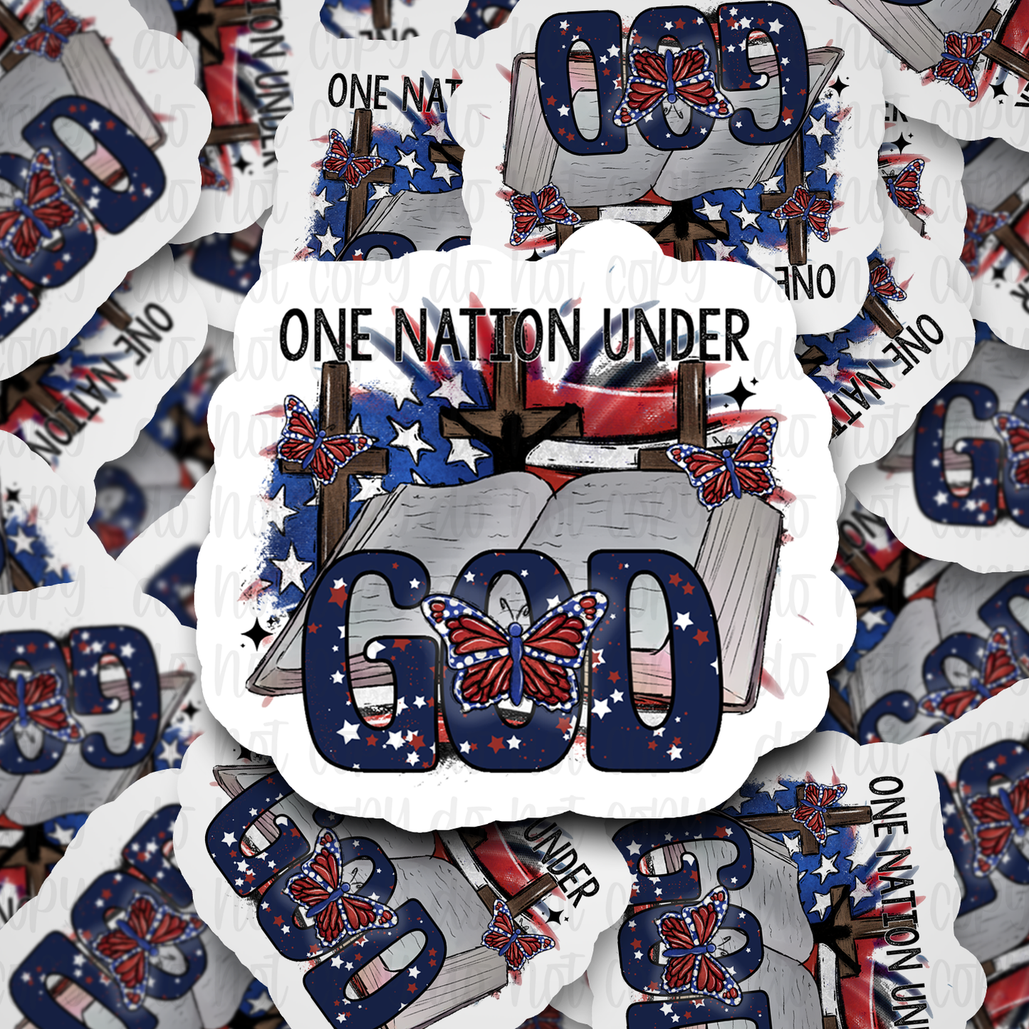 One Nation under God Die cut sticker 3-5 Business Day TAT