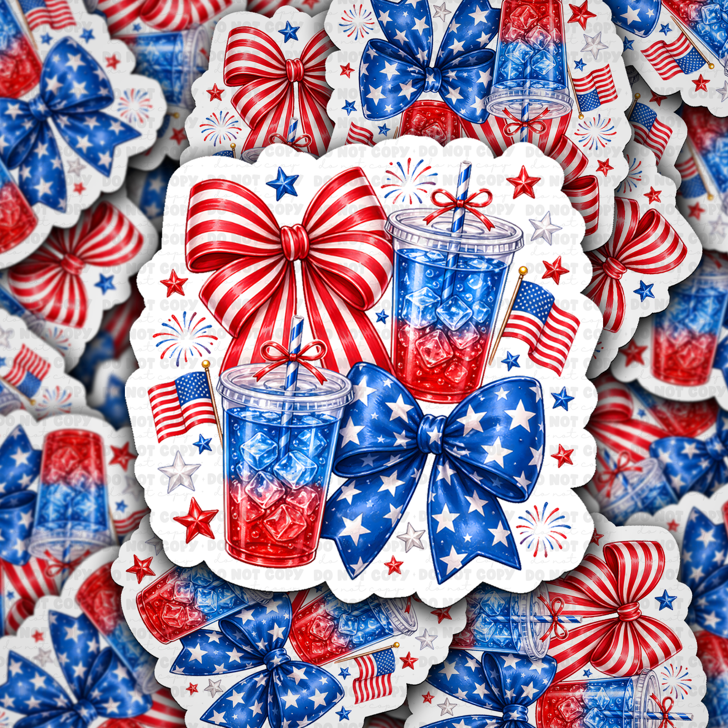 DS 2982 - Patriotic ice drink Die Cut sticker