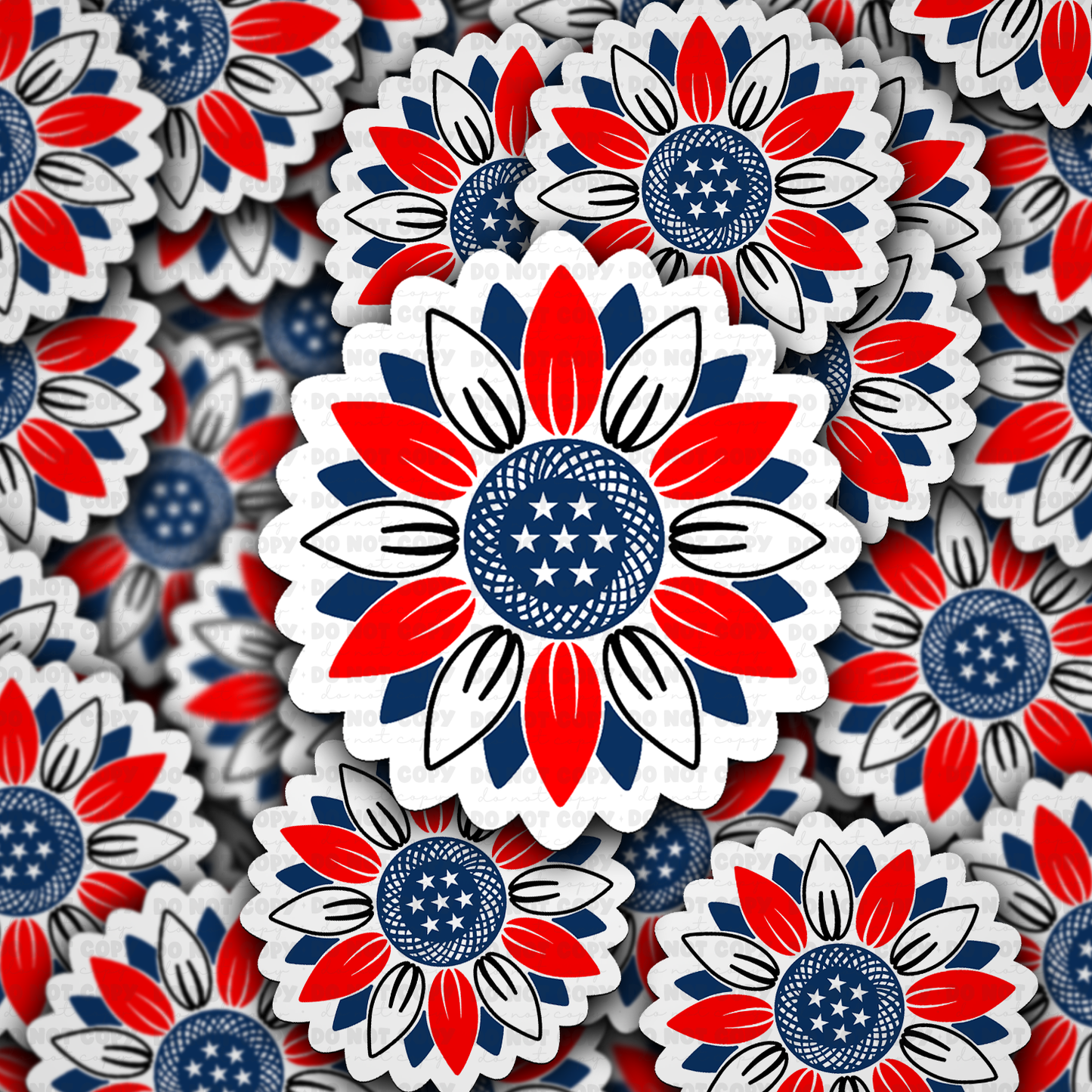 DS 2906 - Patriotic Sunflower Die Cut sticker