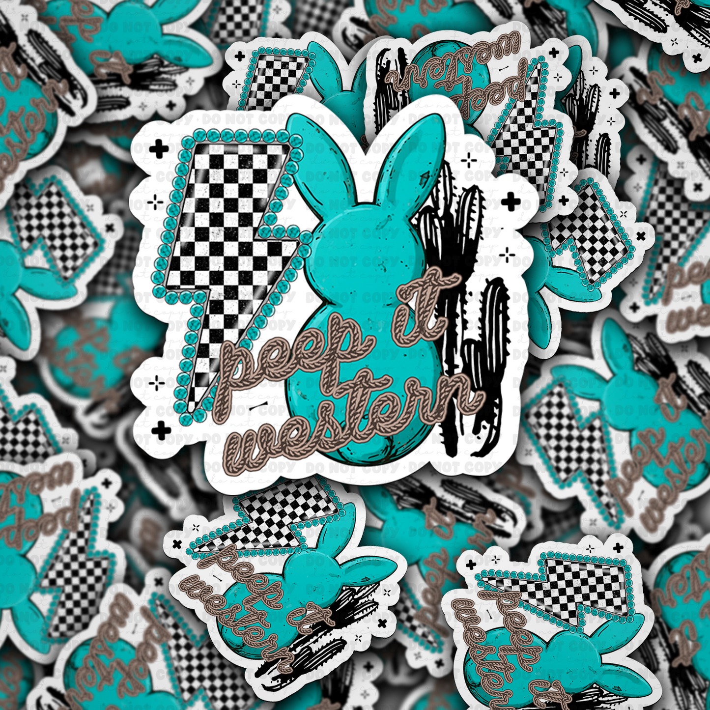 DC 1589 - Western bunny Die Cut Sticker