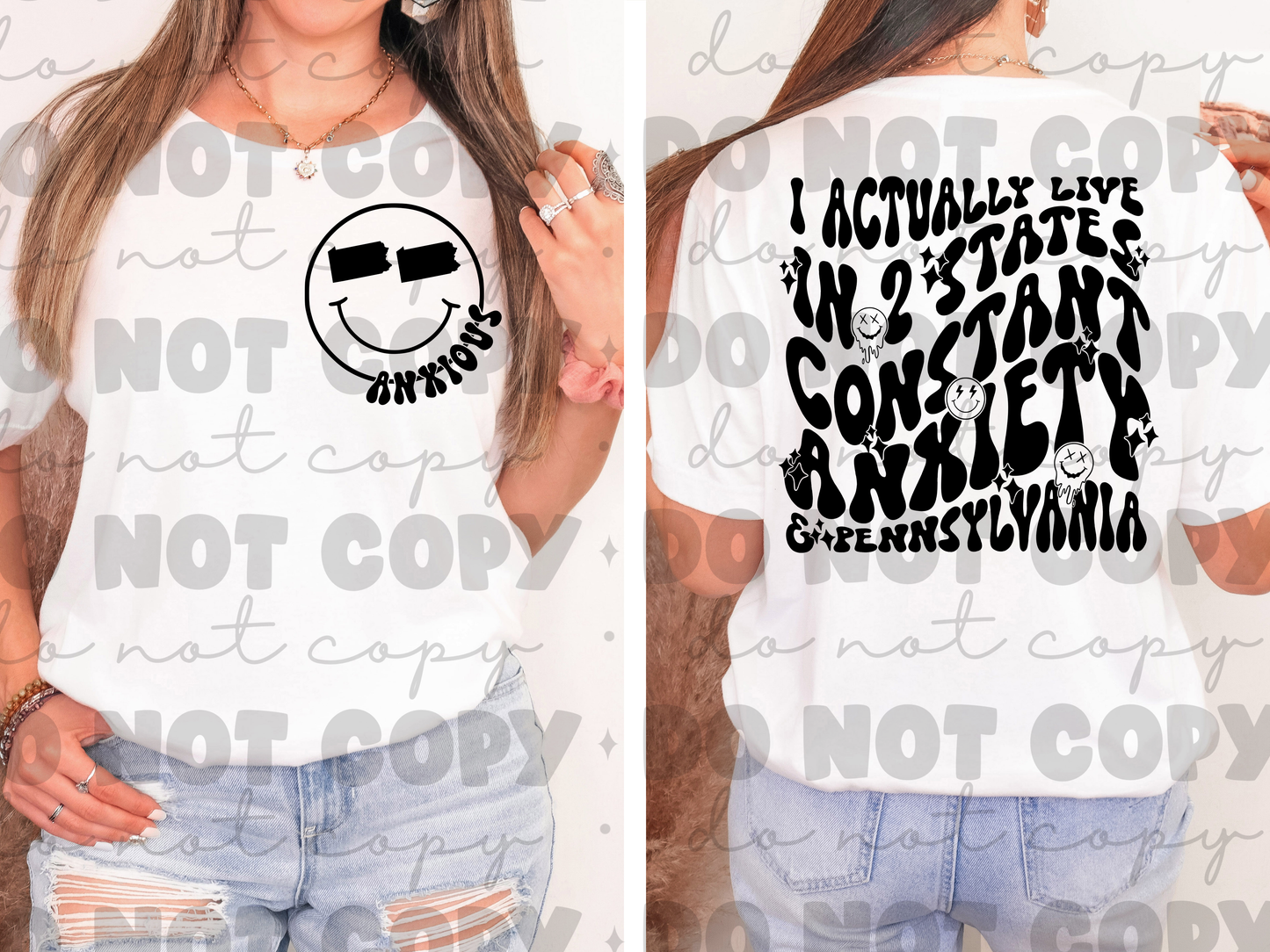 In two states Anxiety and Pennsylvania front and back set *DREAM TRANSFER* DTF