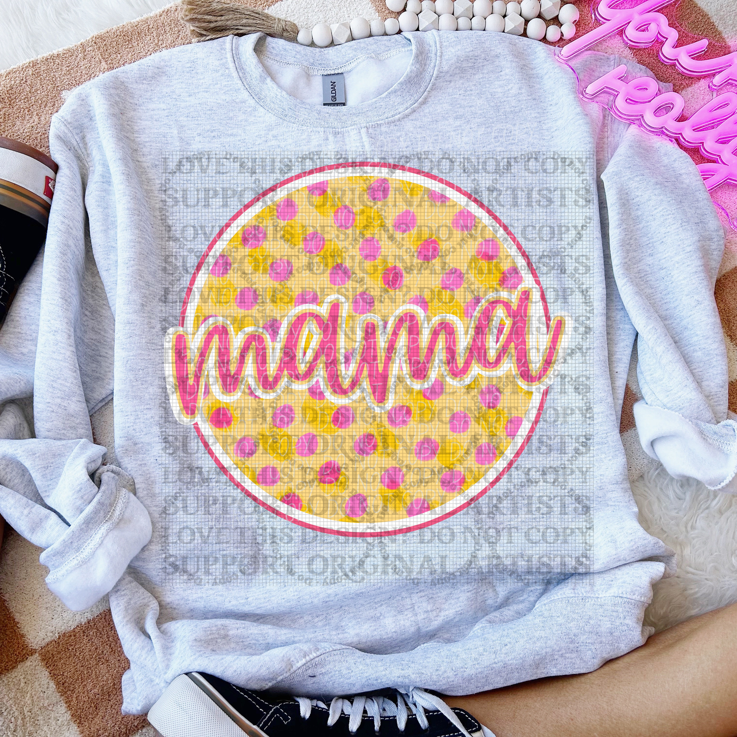 5529 - Pink polka dot Mama circle *DTF