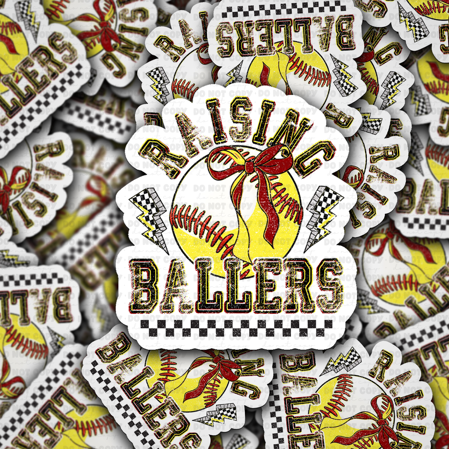 DS - 2625 Raising ballers softball and baseball Die Cut sticker