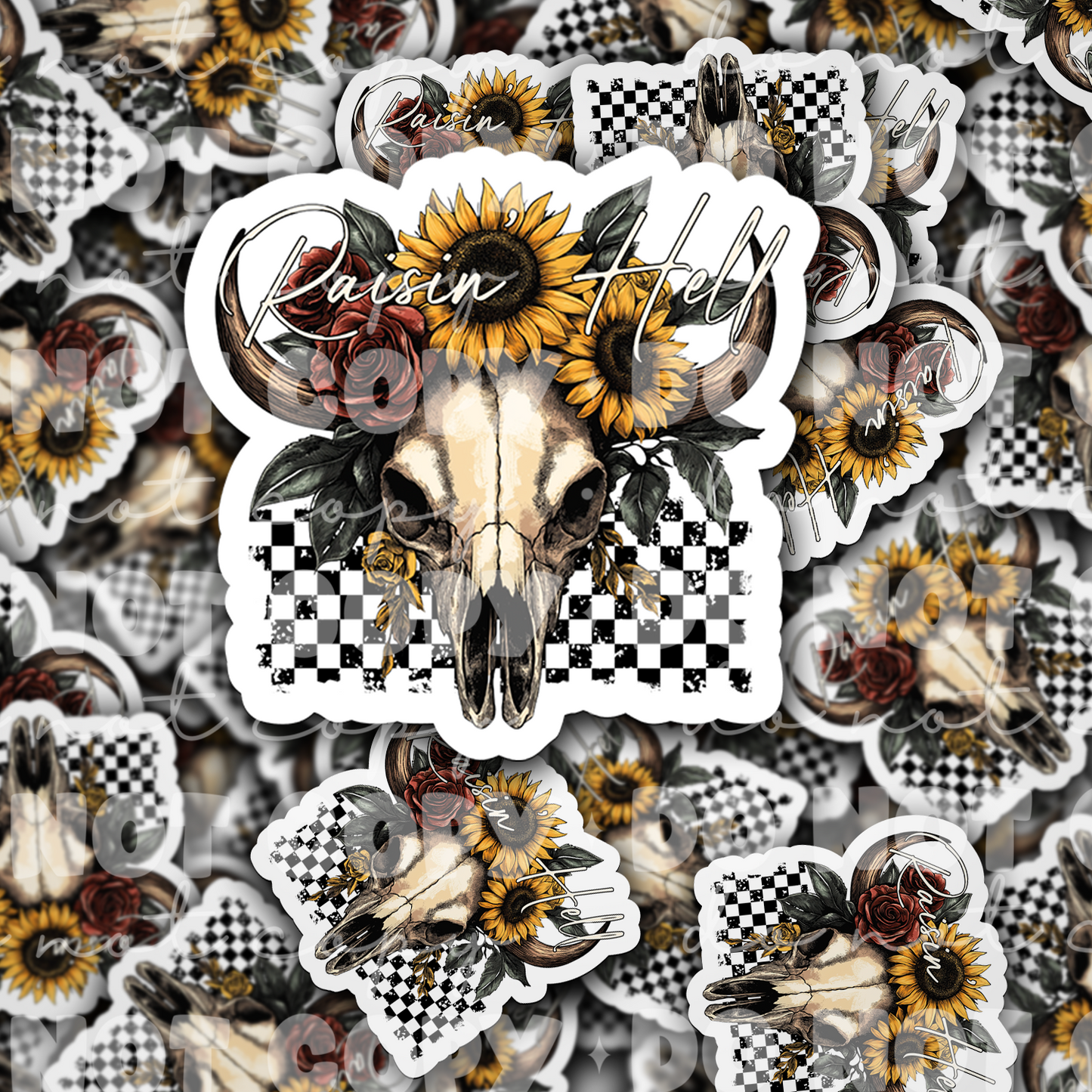 DC 1770 - Raising hell skull Die Cut Sticker