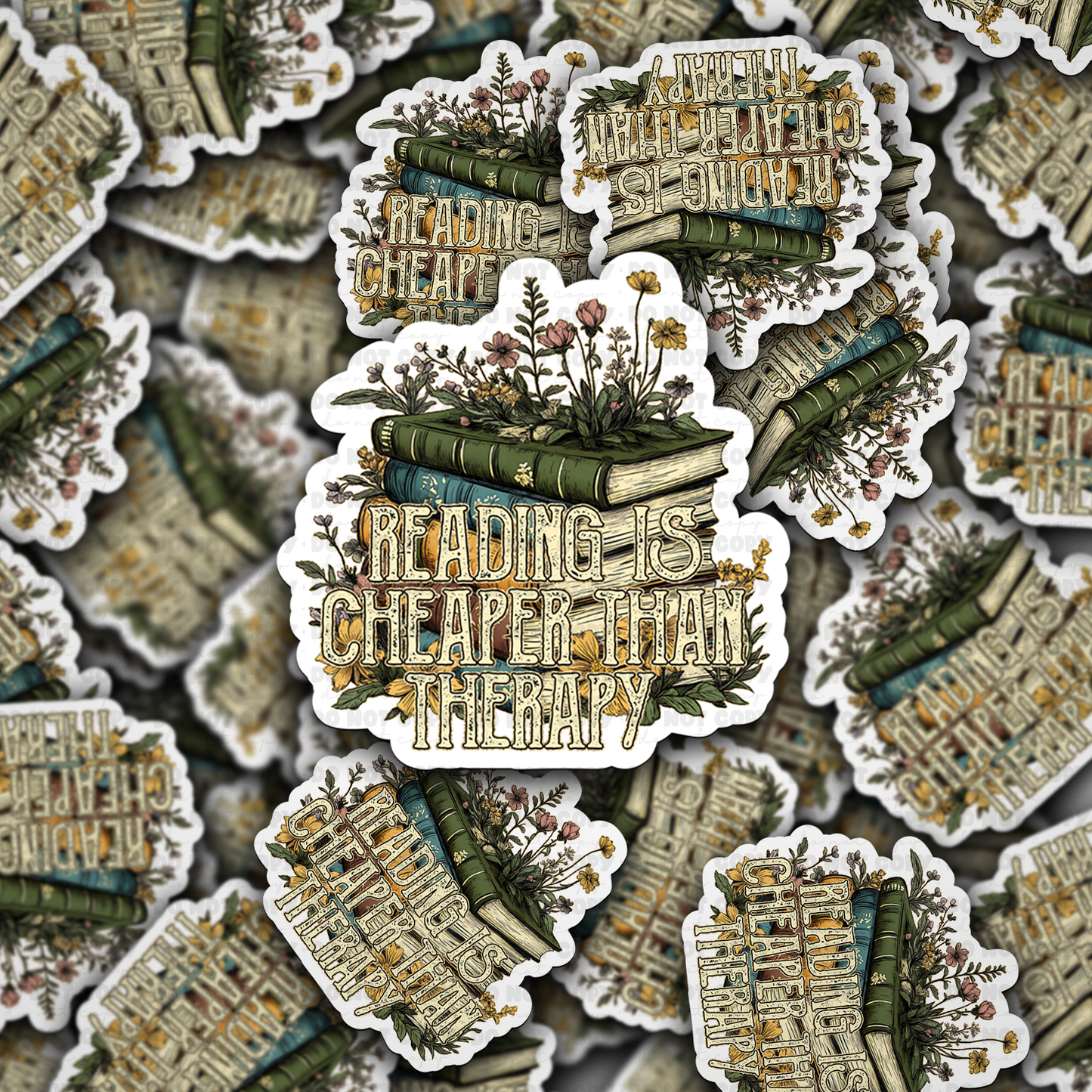 DC 1469 - Reading is cheaper than therapy die cut sticker