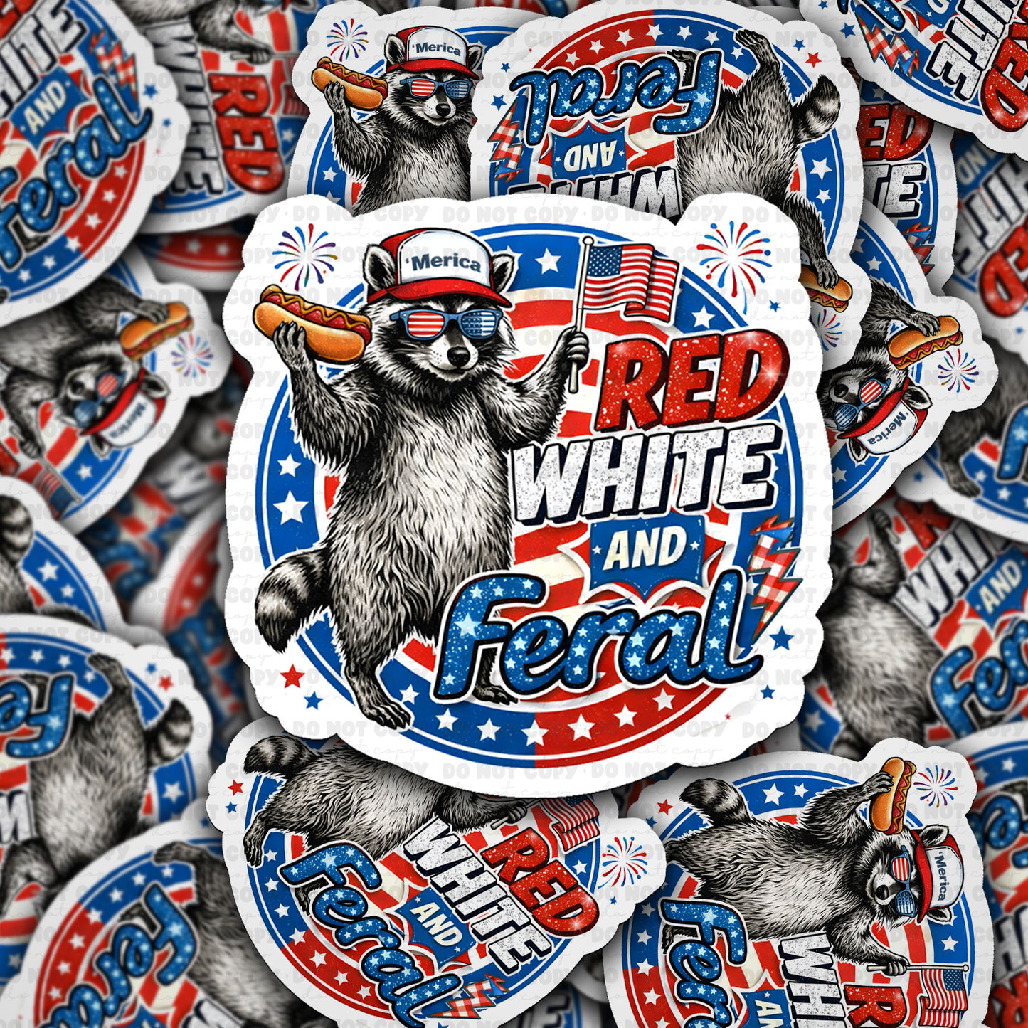 DS 3033 - Red, White, and Feral Die Cut sticker