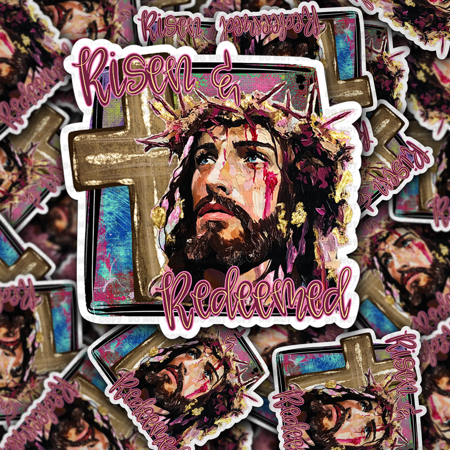 DC 1638 - Risen and redeemed Die Cut Sticker