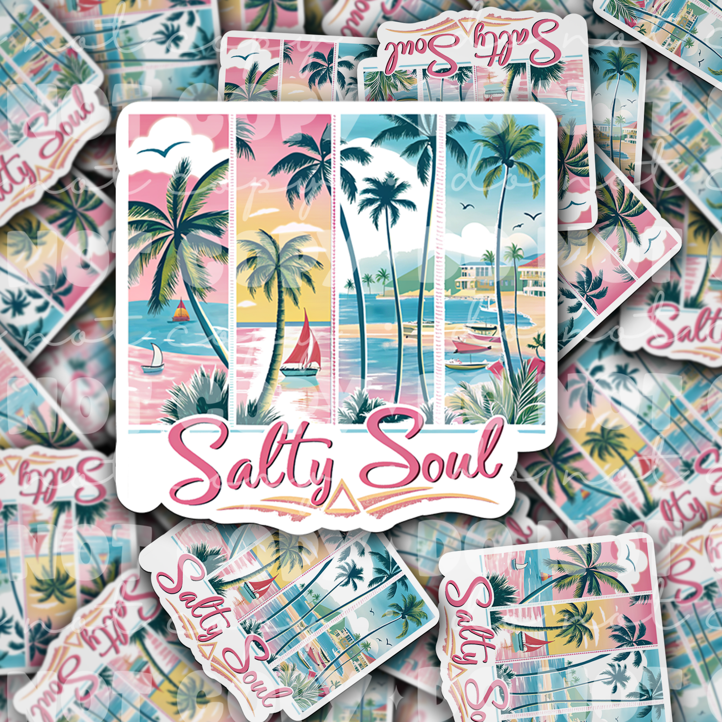 DC 1753 - Salty soul with palm trees Die Cut Sticker