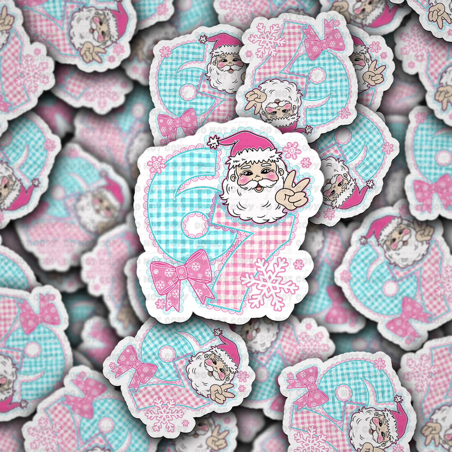 DC 2232 - Pink 6 7 Santa Die Cut Sticker