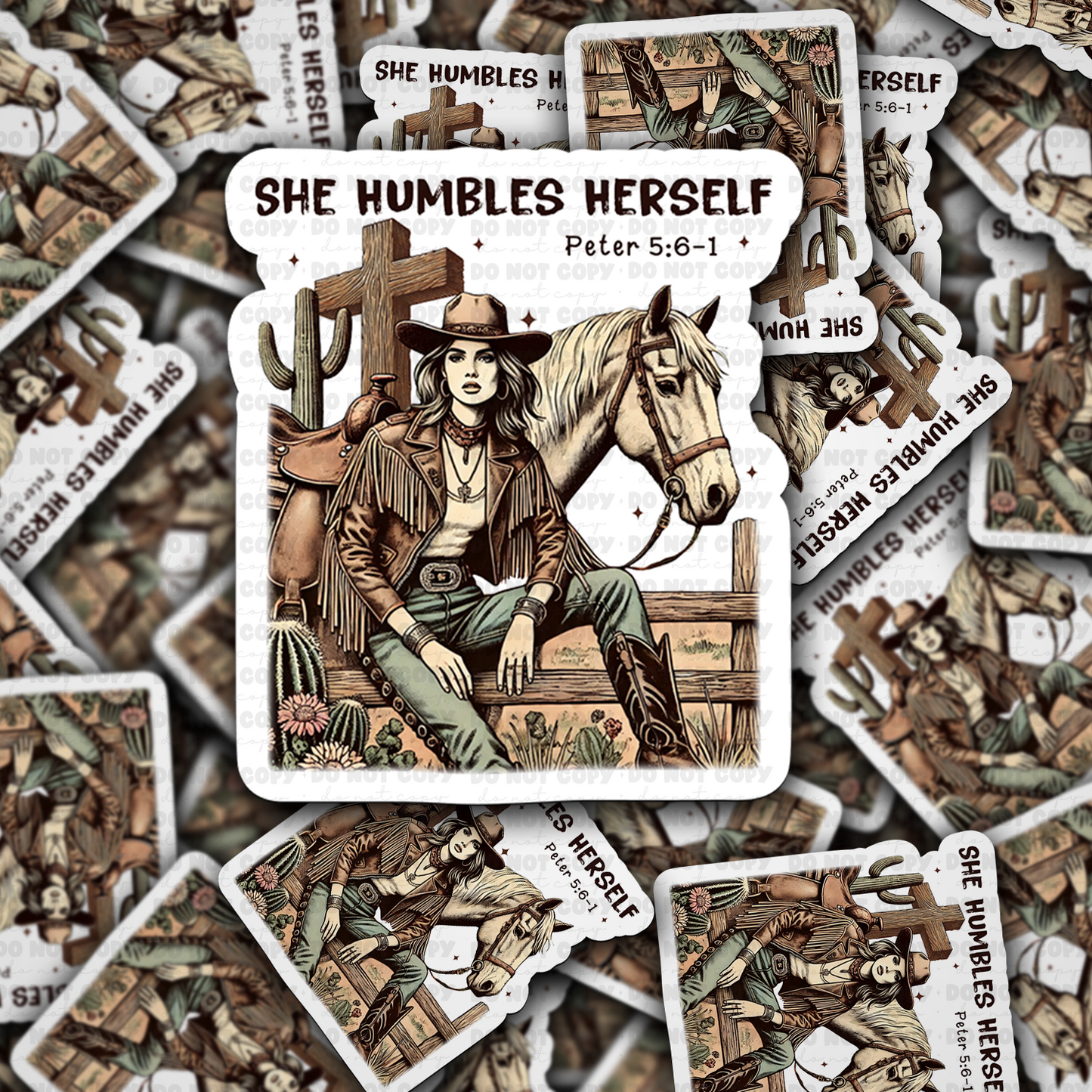 DC 1732 - She humbles herself Die Cut Sticker
