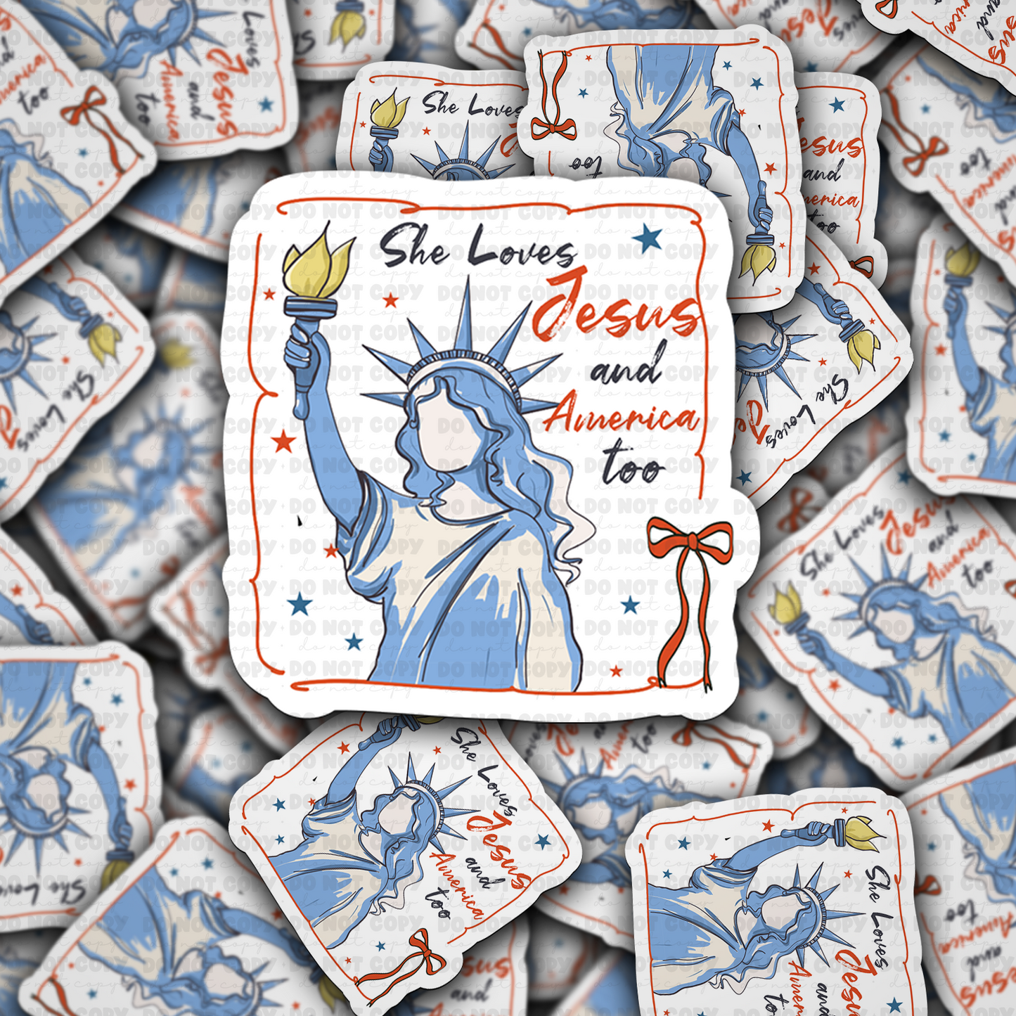 DC 1727 - She loves Jesus and America too Die Cut Sticker