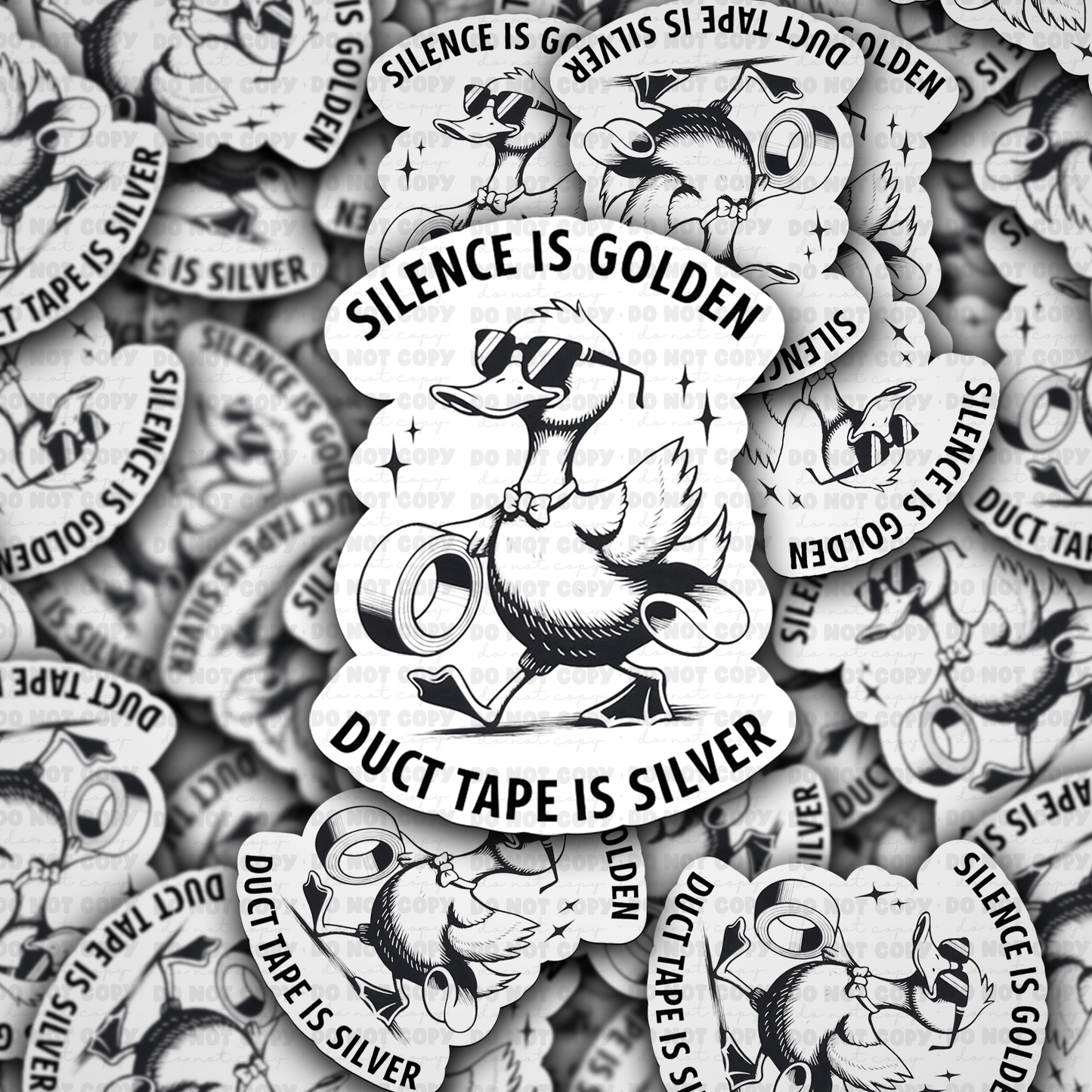 DC 1415 - Silence is Golden Duck tape is silver die cut sticker