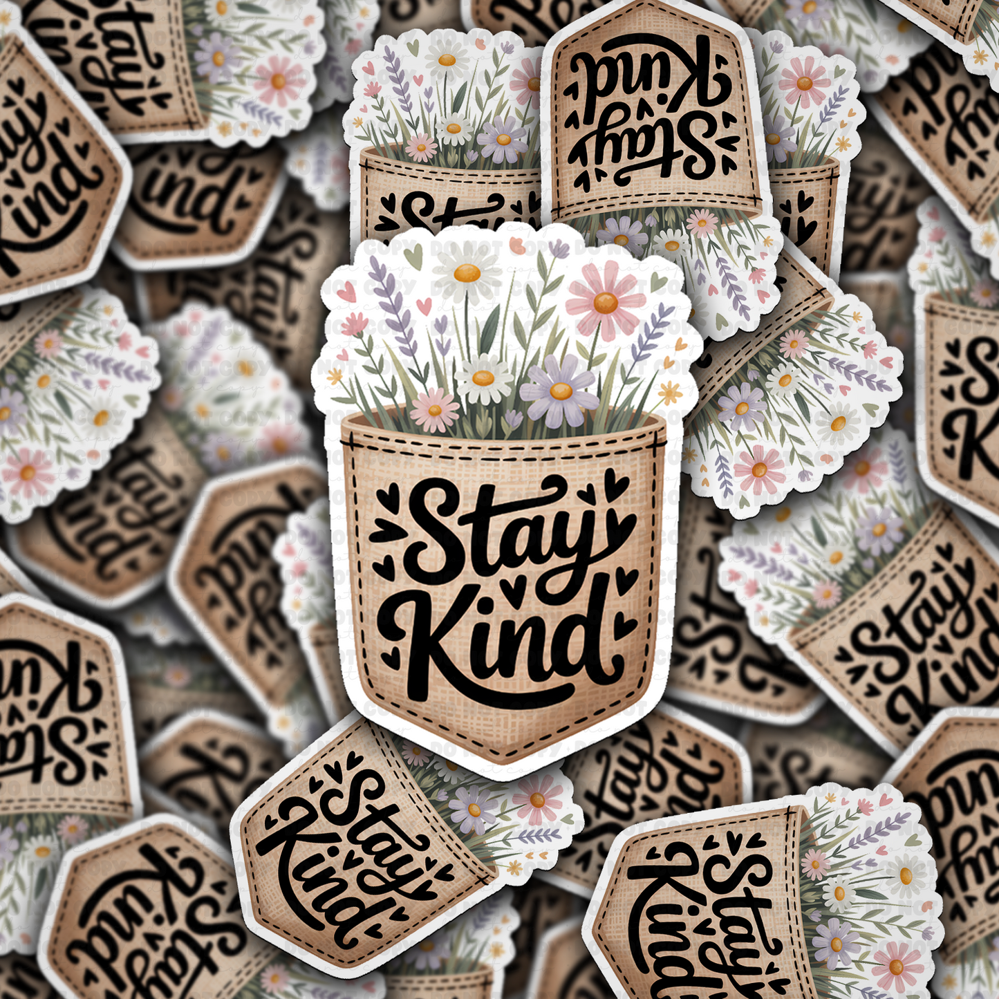 DS - 2431 Stay kind coffee cup Die Cut Sticker