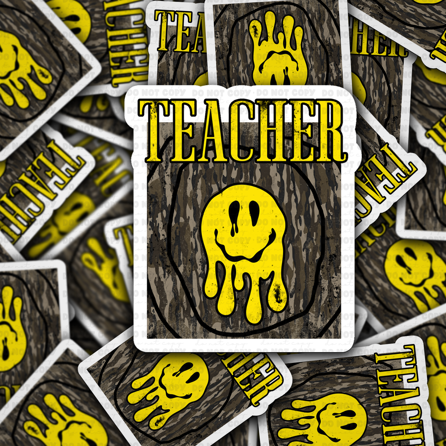 DS 3312 - Teacher camo smiley Die Cut sticker