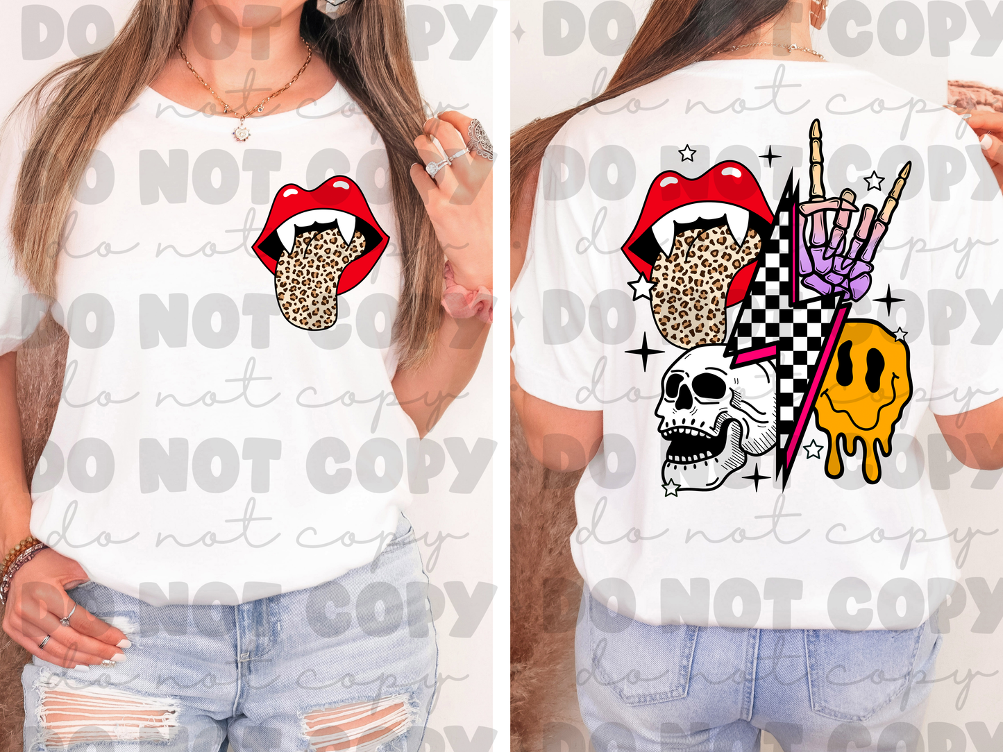 Spooky retro Front & Back pocket set *DREAM TRANSFER* DTF