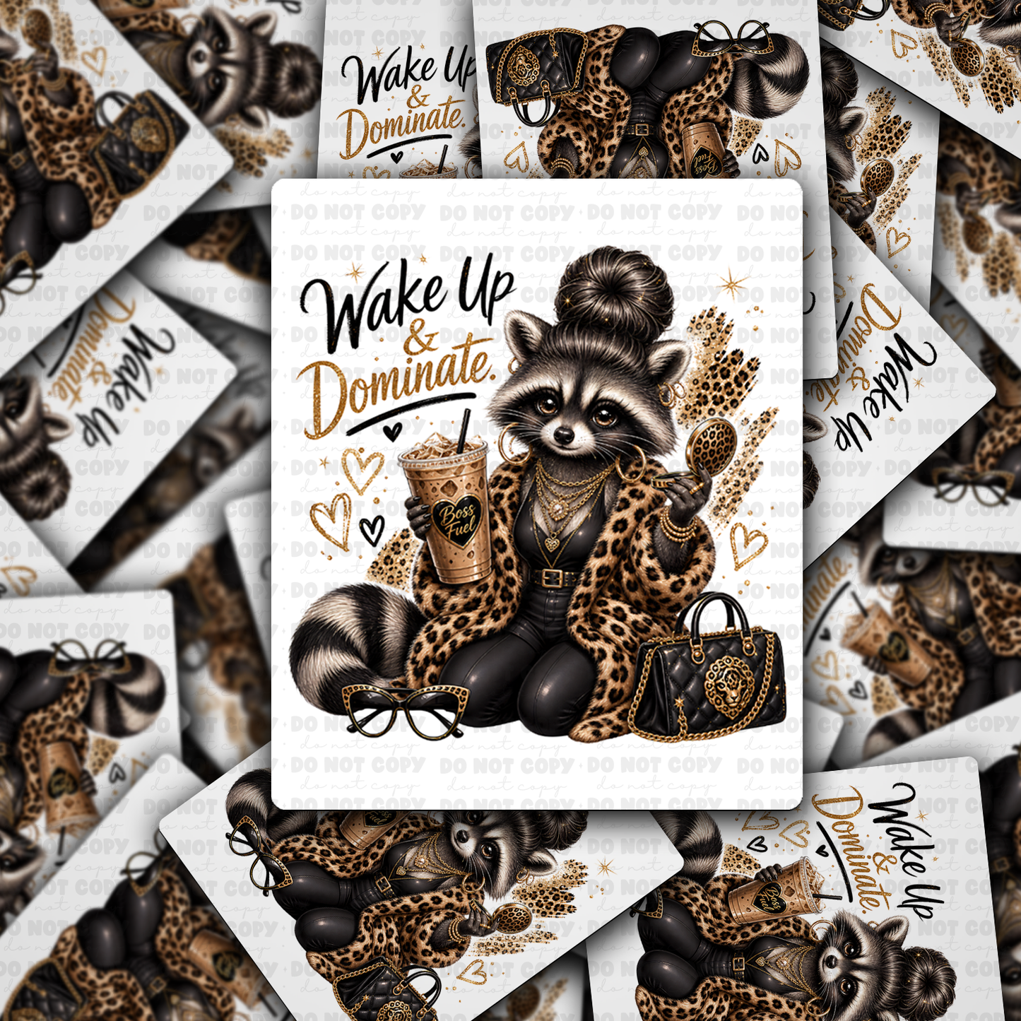 DS 3346 - Wake up and dominate raccoon Die Cut sticker