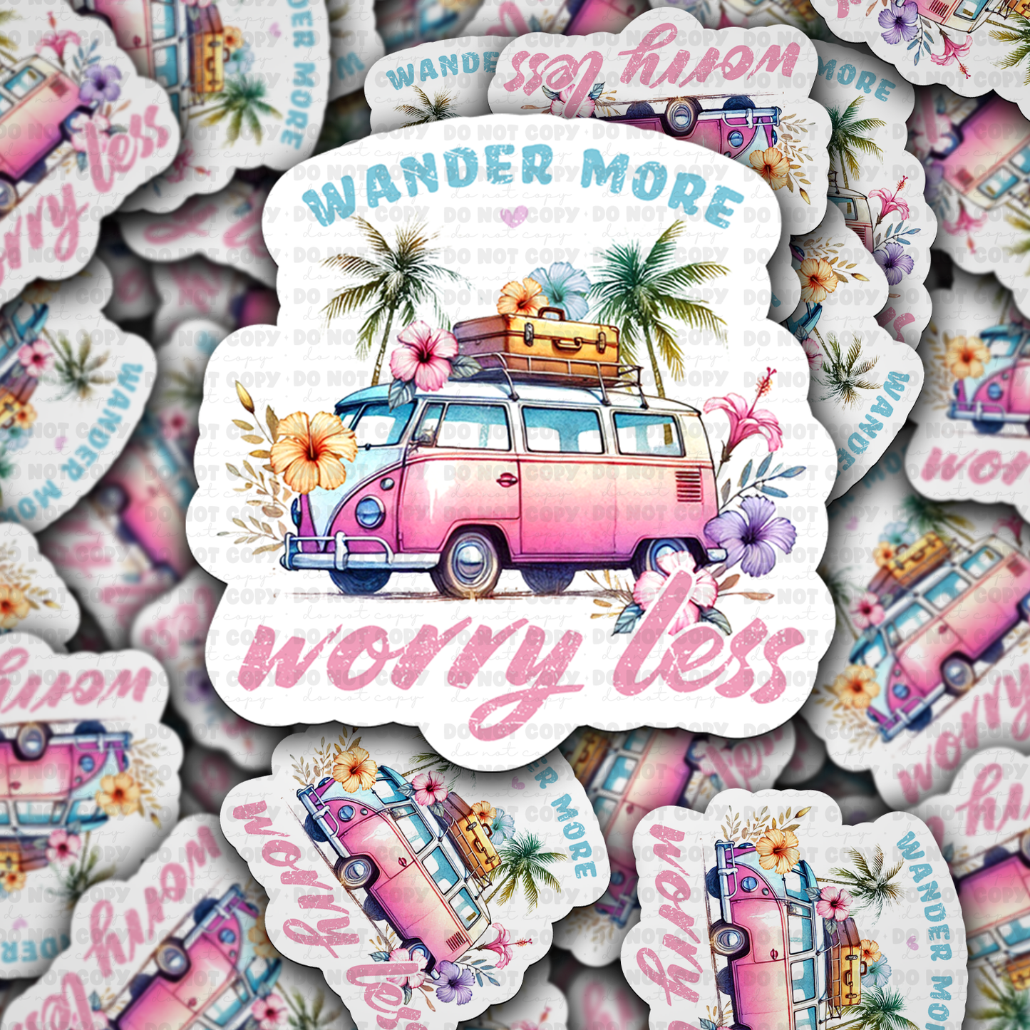 DC 1608 - Wander more worry less Die Cut Sticker