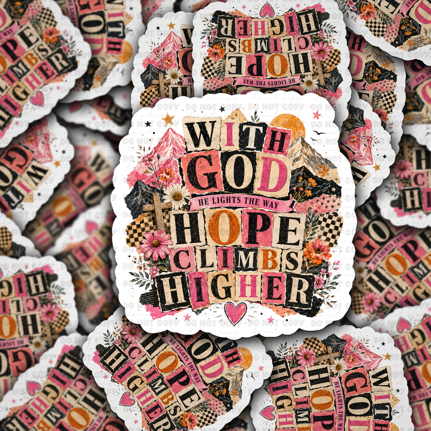 DS 3316 - With God he lights the way Die Cut sticker