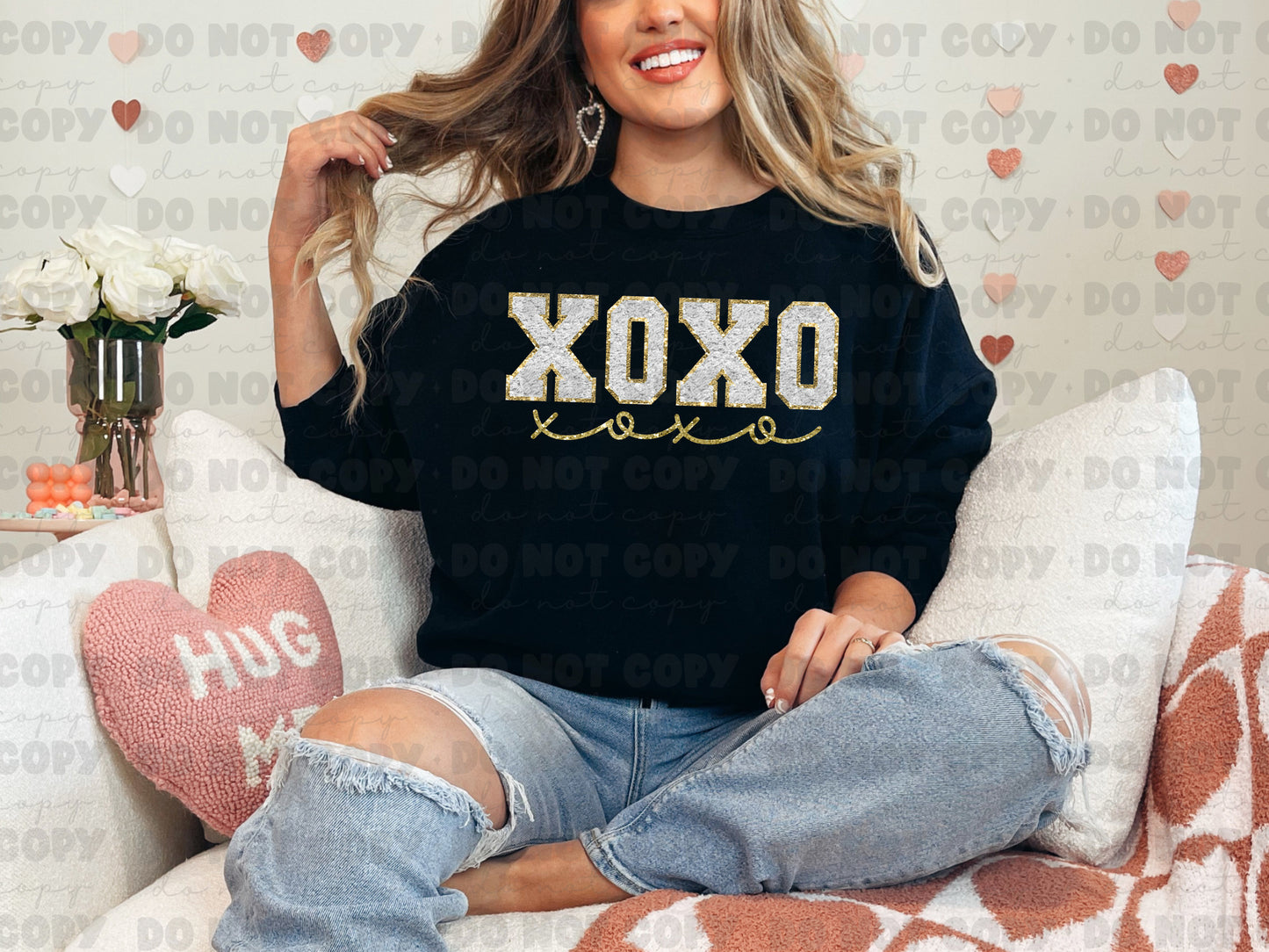 3191 XOXO Faux Embroidery White *DREAM TRANSFER* DTF