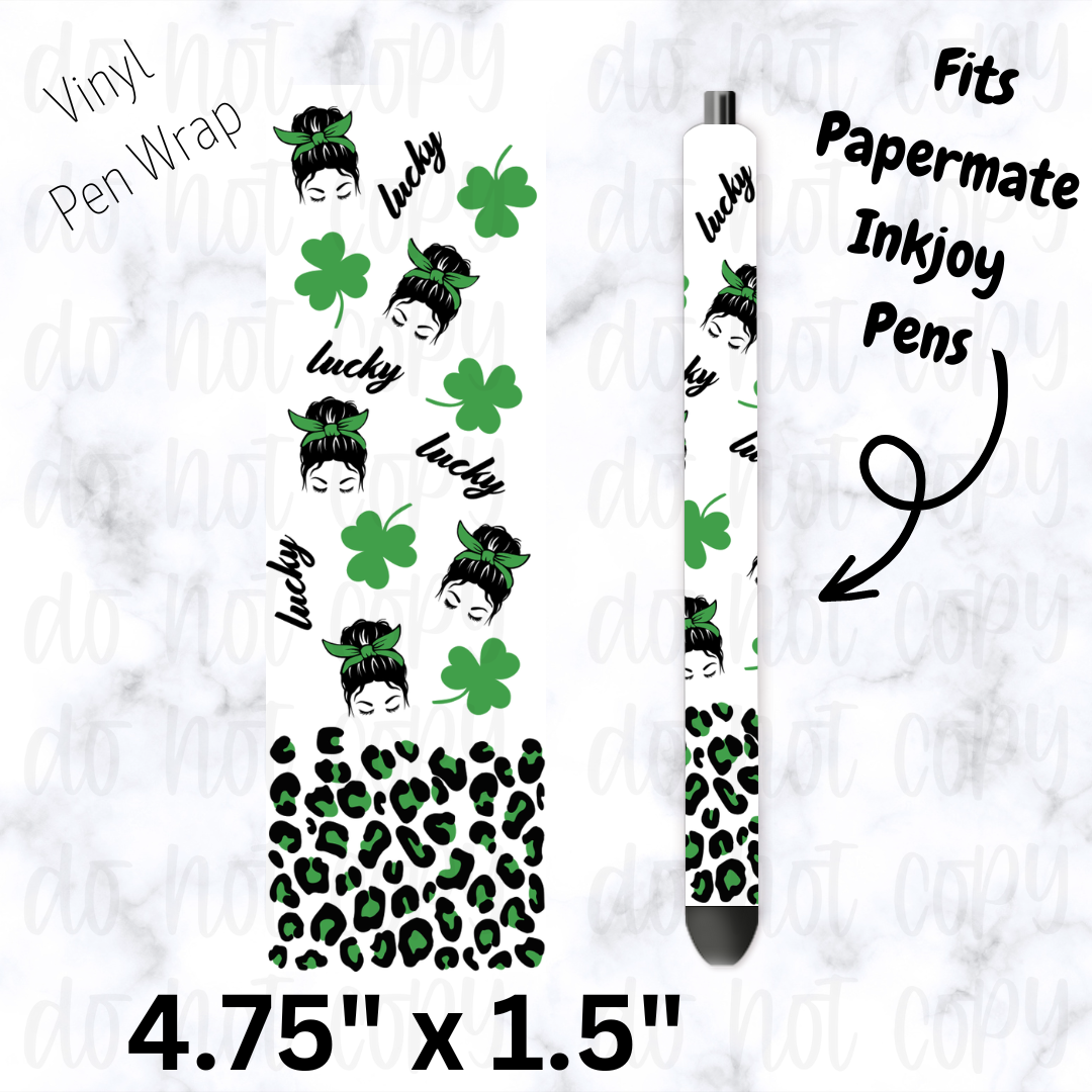 Lucky messy bun shamrock pen wrap