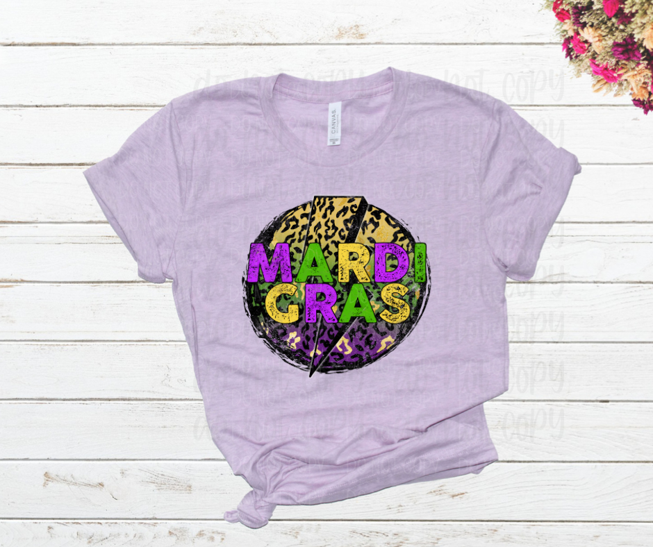 Mardi Gras circle leopard *DREAM TRANSFER* DTF