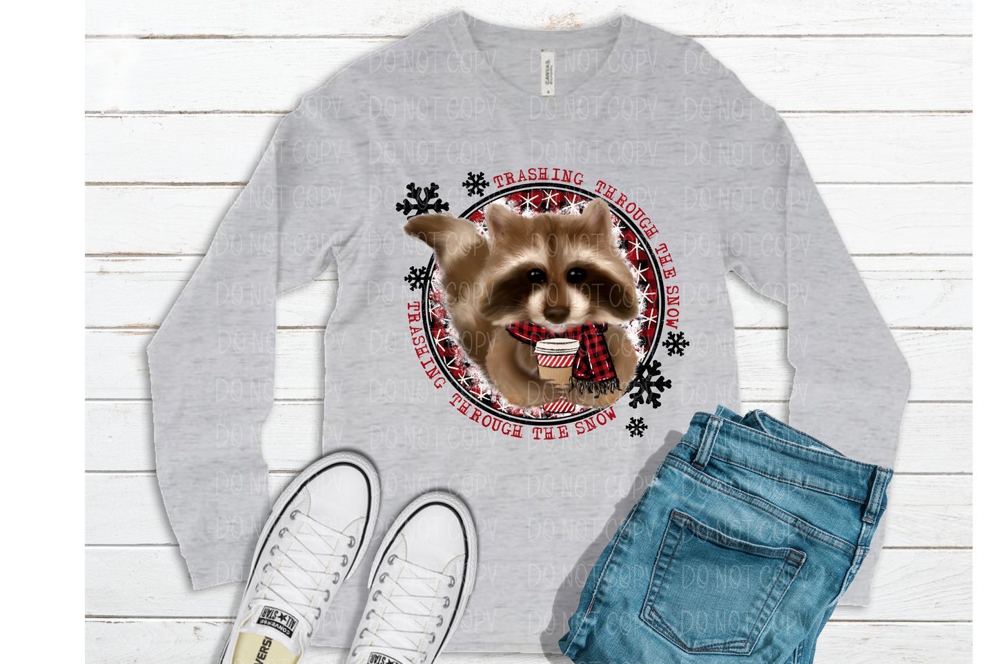 Trashing through the snow raccoon *DREAM TRANSFER* DTF