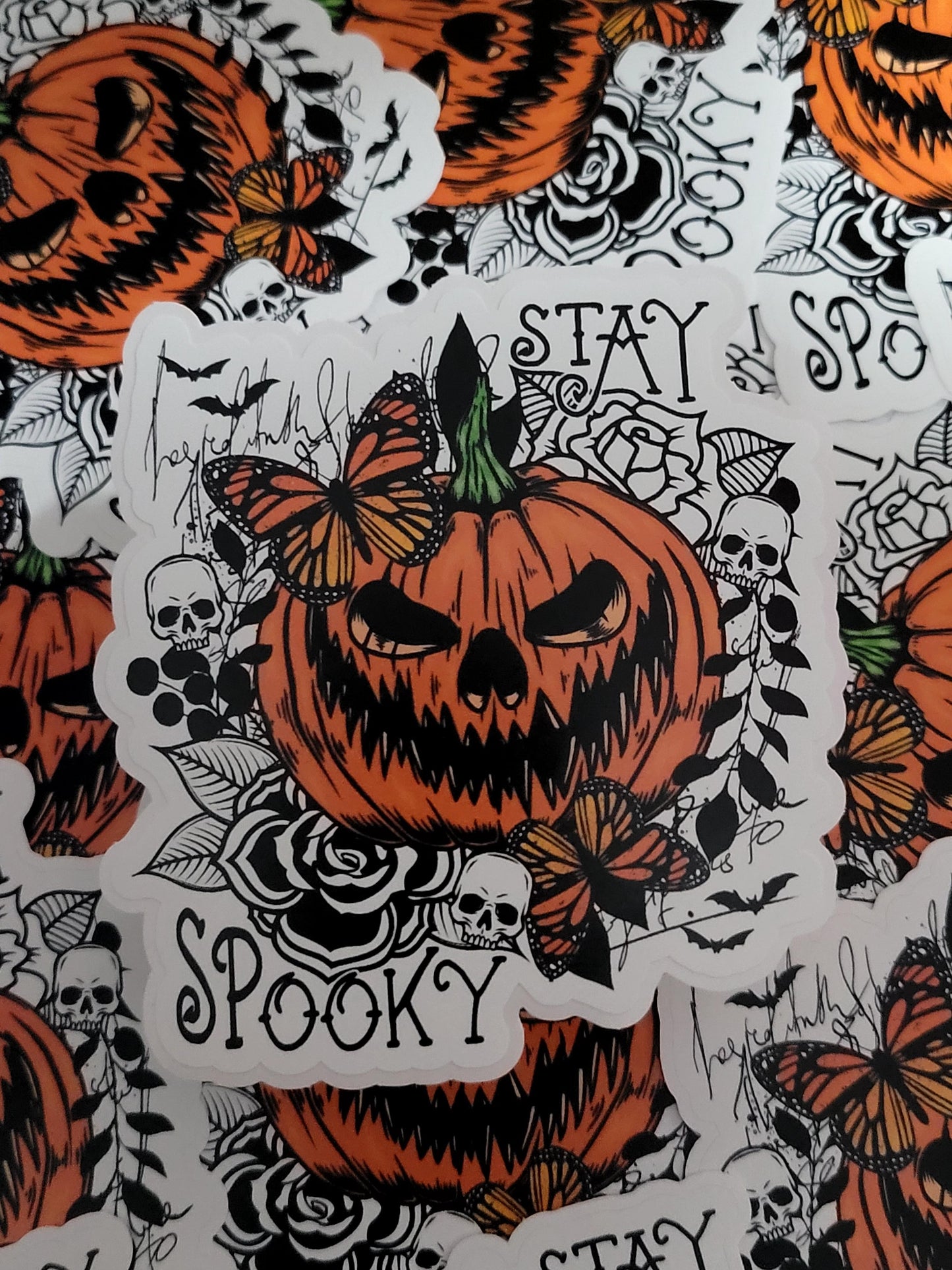 Stay spooky pumpkin Die cut sticker 3-5 Business Day TAT
