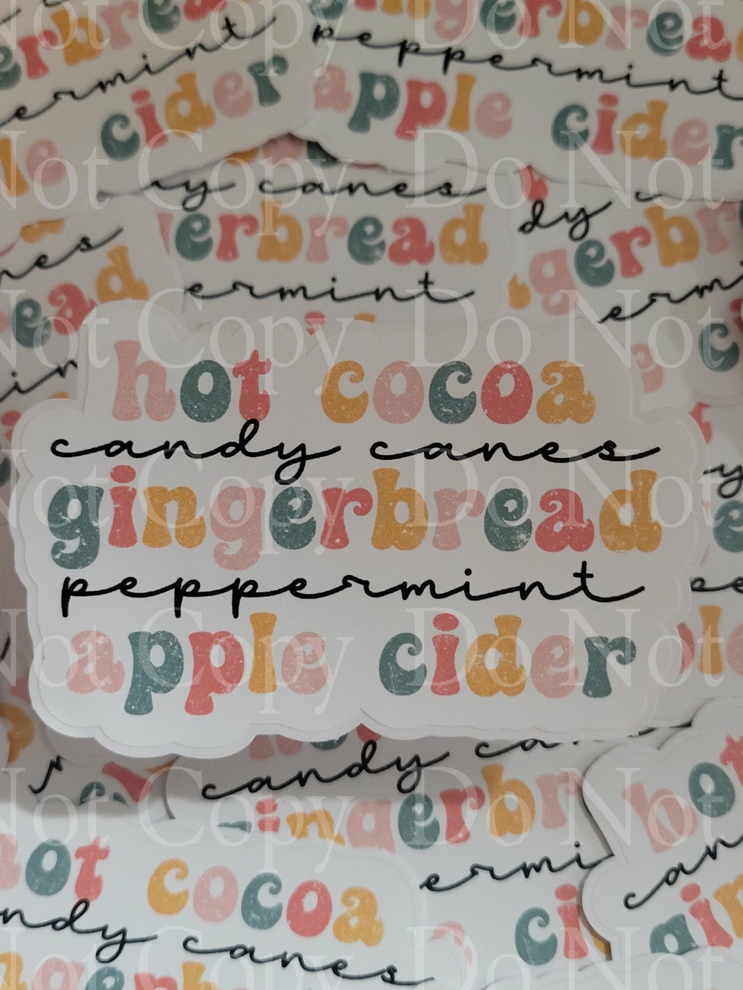 Hot cocoa candy canes gingerbread peppermint apple cider Christmas Die cut sticker 3-5 Business Day TAT